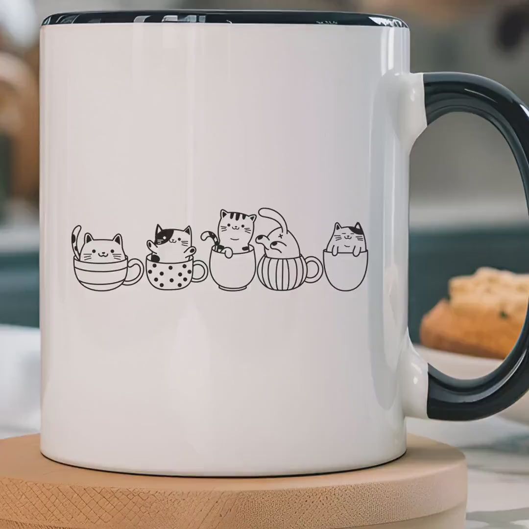 Load video: Funny Coffee Mug, Personalized Mug, Cup Full Of Cats Accent Coffee Cup (11, 15oz), Gift Under 20, White Elephant, Cat &amp; pet lover gift