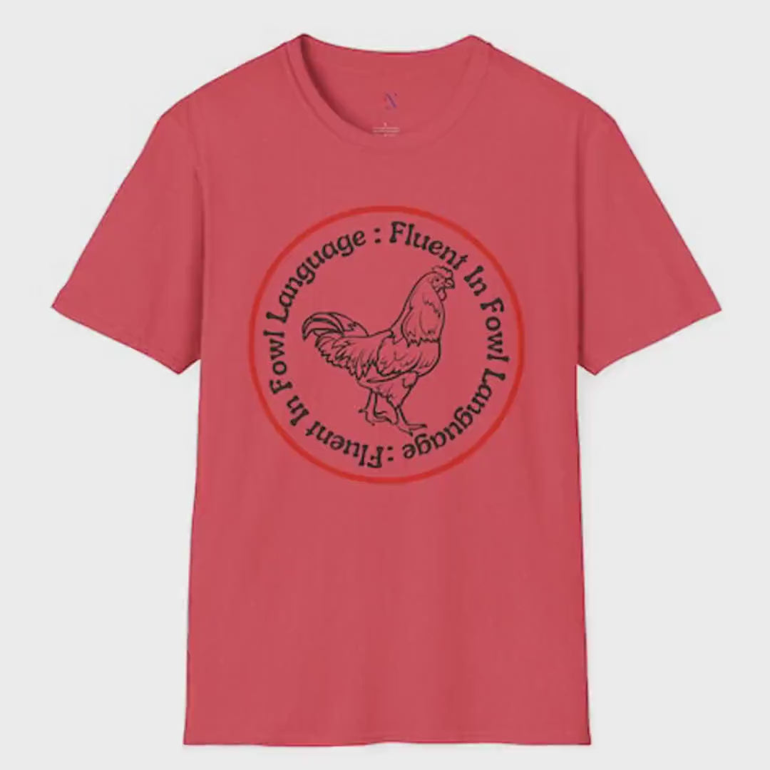 Load video: Punny Bird Lover Tee - Fluent in Fowl Language Shirt, Farmer Gift, Chicken Lover, Funny Gift For Her &amp; Him, Trending Viral Meme Tee