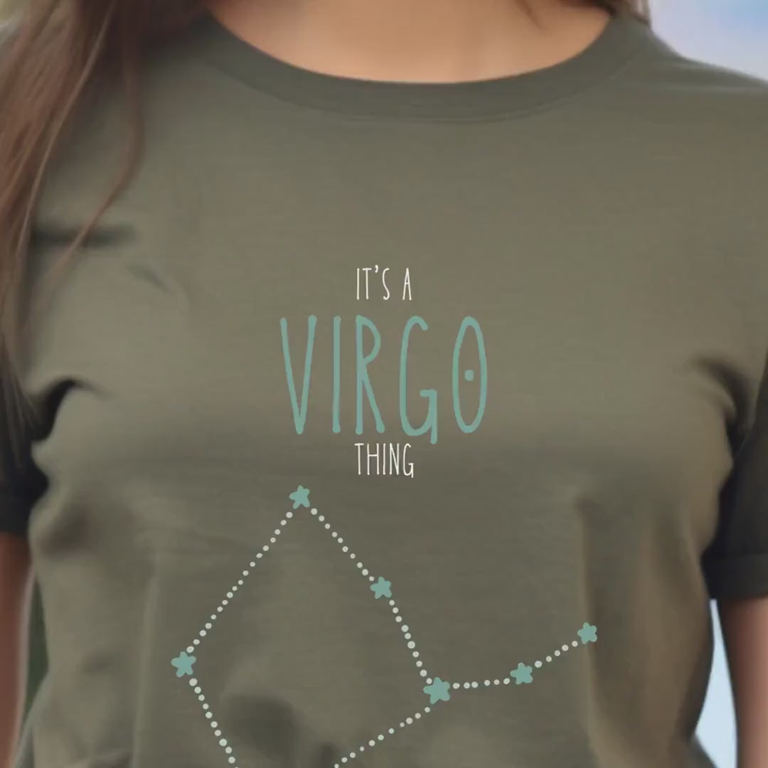 Load video: Virgo Thing Unisex T-Shirt | Astrological Zodiac Tee, Bull Constellation Graphic, Astrology Gift for Virgo Lovers