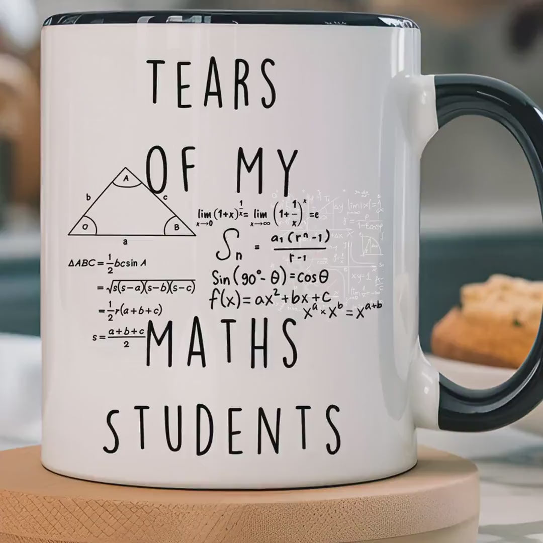 Load video: Funny Coffee Mug, Personalized Mug, Tears Of My Math Students, Accent Cup (11oz, 15oz), Sarcastic Tea Coffee Cup, Gift Under 20 for teacher