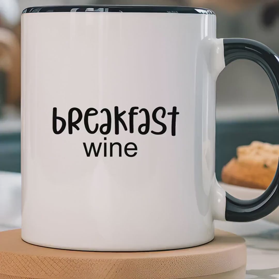 Load video: Funny Coffee Mug, Personalized Mug Breakfast Wine Accent Cup (11, 15oz), Gift Under 20, White Elephant gift