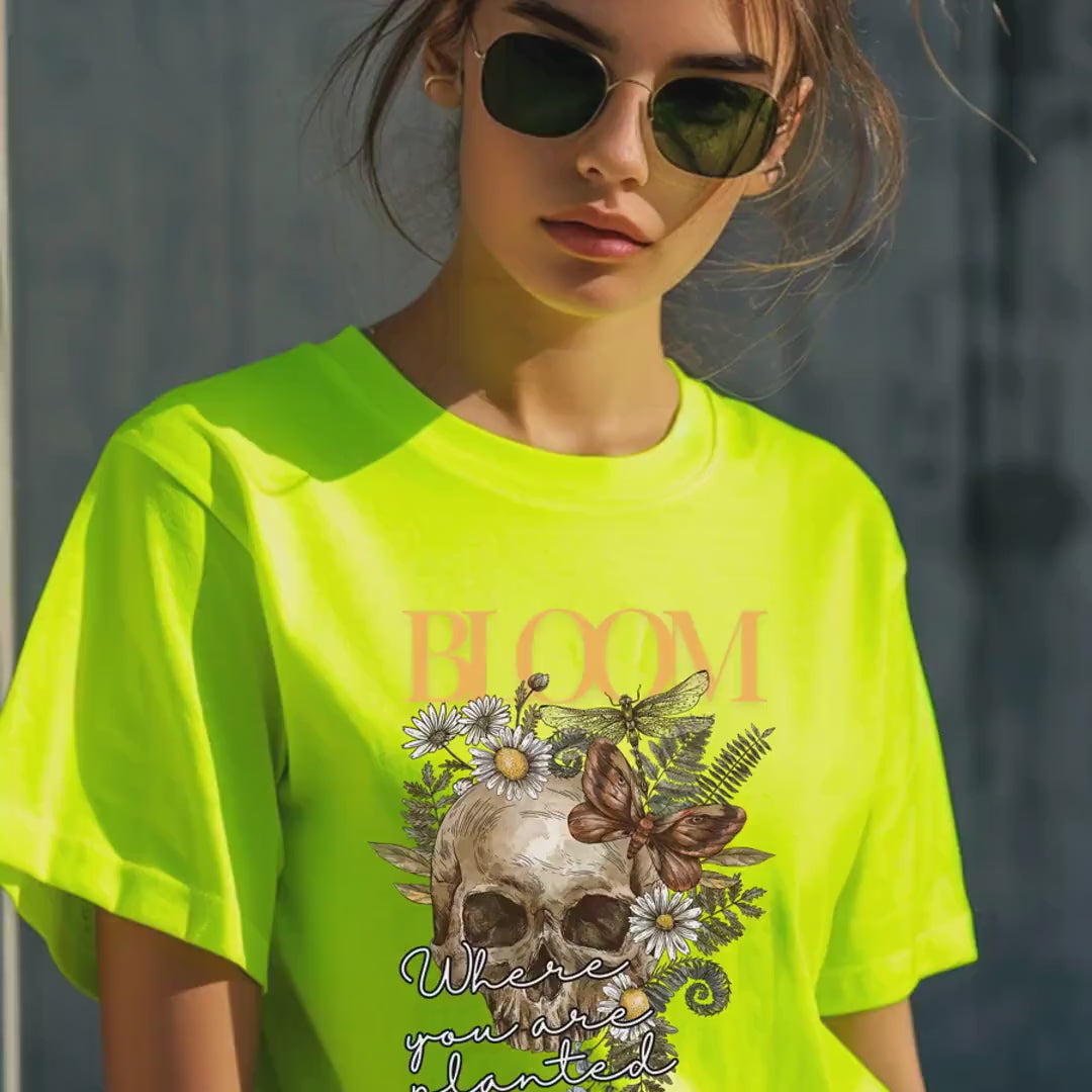 Load video: Bloom Where You Are Planted T-Shirt, Inspirational Shirt, Nature Lover Gift, Motivational Tee, Comfortable Everyday Wear