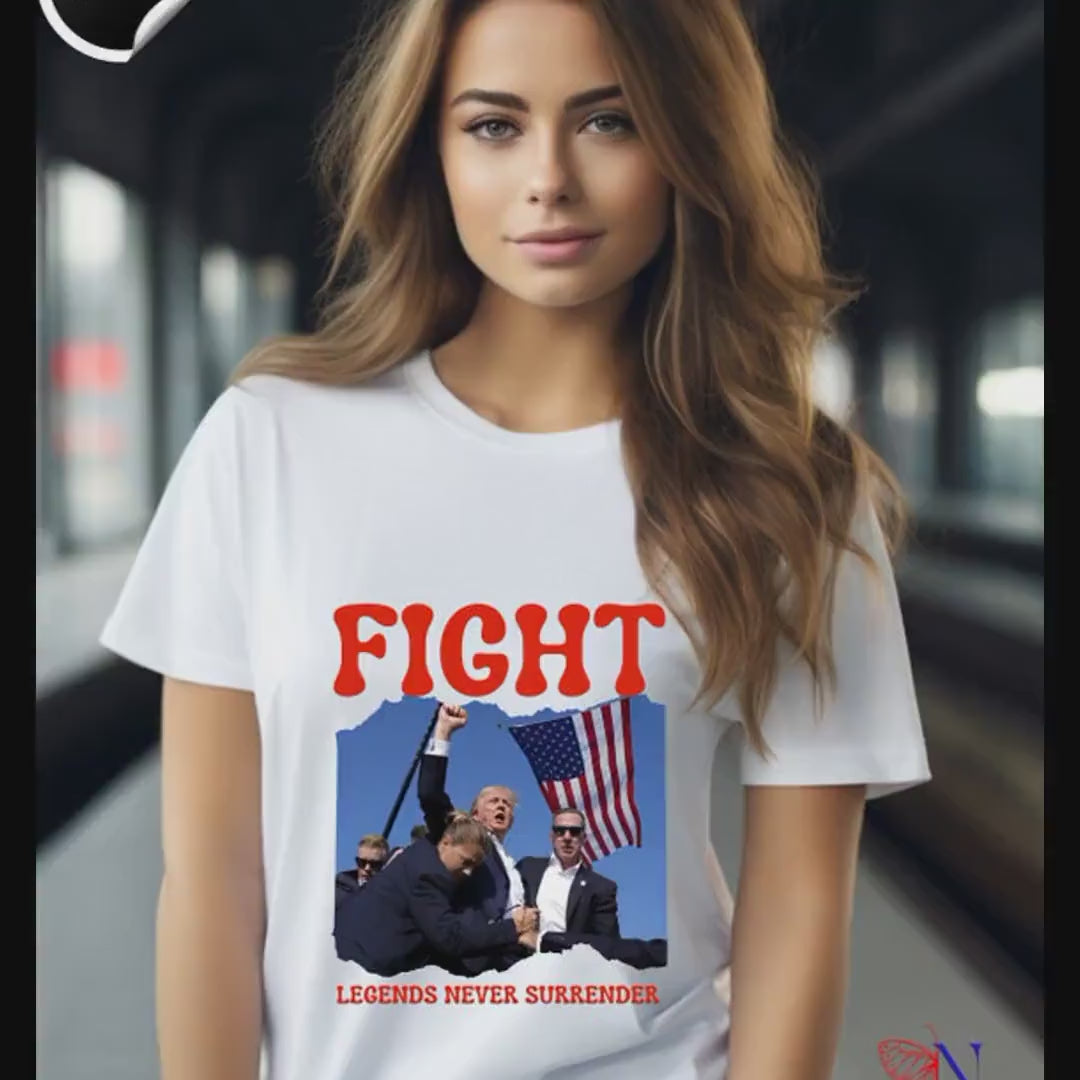 Load video: Trump Shot -Fight Legends Never Surrender Tee, Presidential Campaign 2024 T-shirt, Donald Trump Shot, Alive