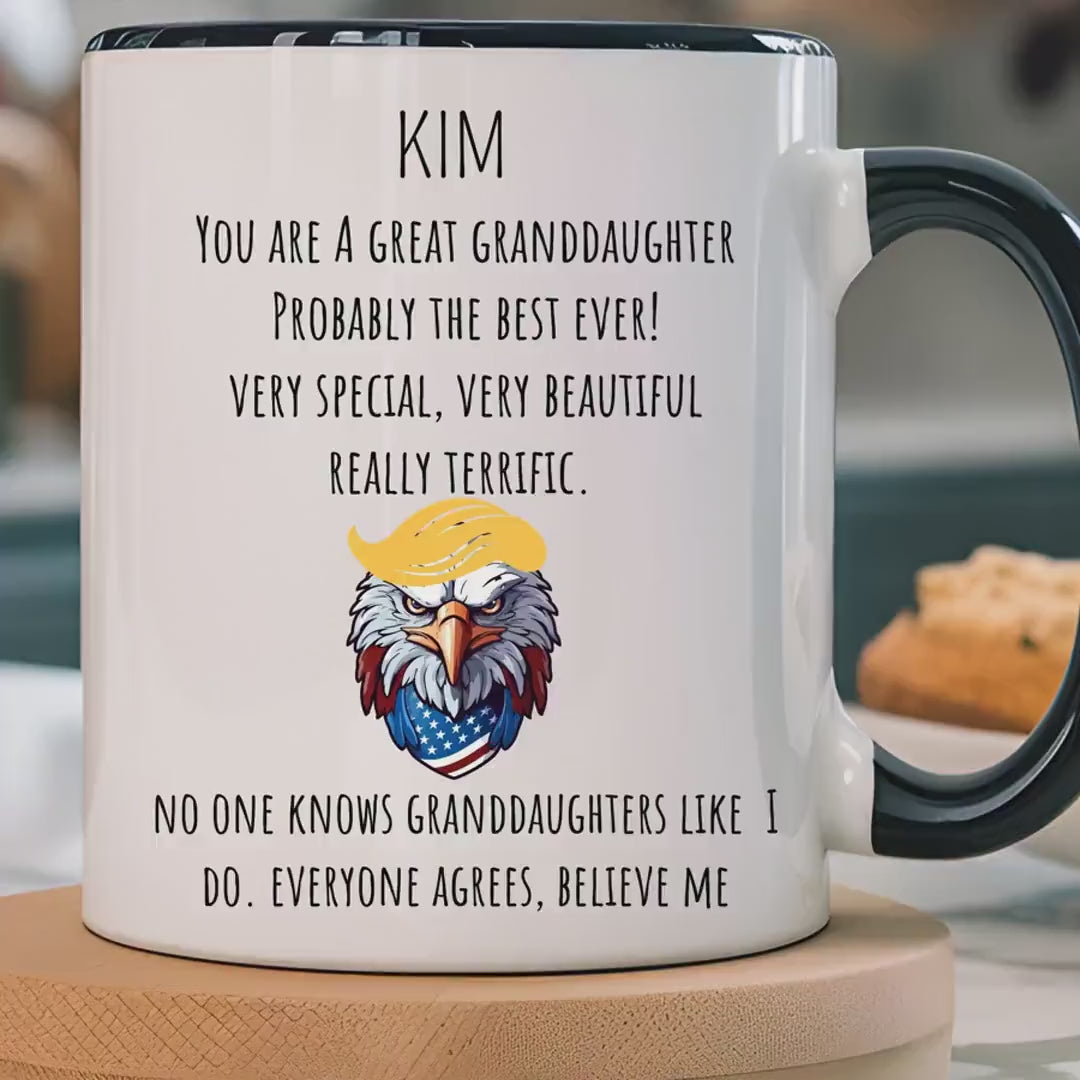 Load video: Funny Coffee Mug - Personalized Gift for Granddaughter, Humorous Accent Mug (11oz, 15oz) - Under 20 Gift Idea