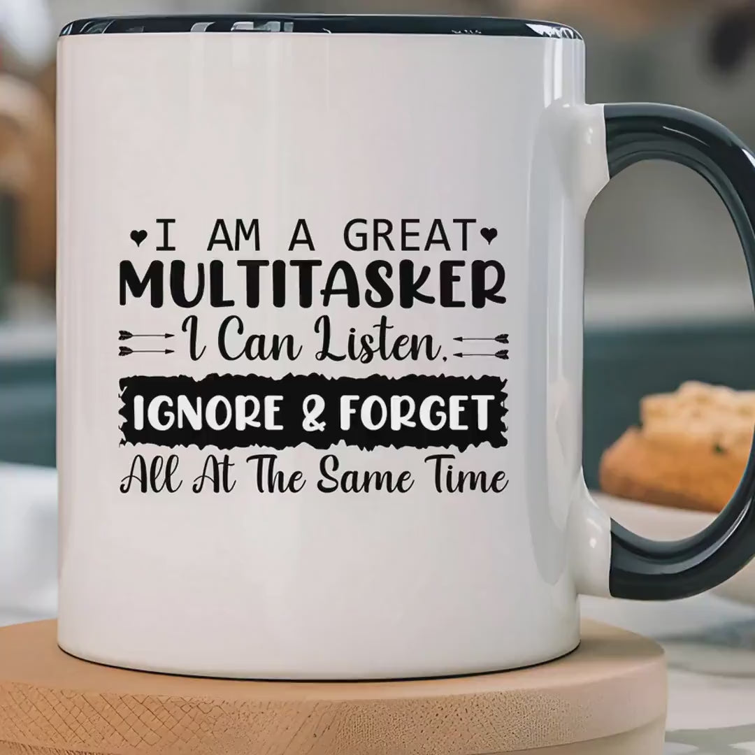 Load video: Funny Coffee Mug, Personalized Mug, I am A Great Multitasker , Accent Cup (11, 15oz), Gift Under 20, White Elephant gift, Sarcastic Cup