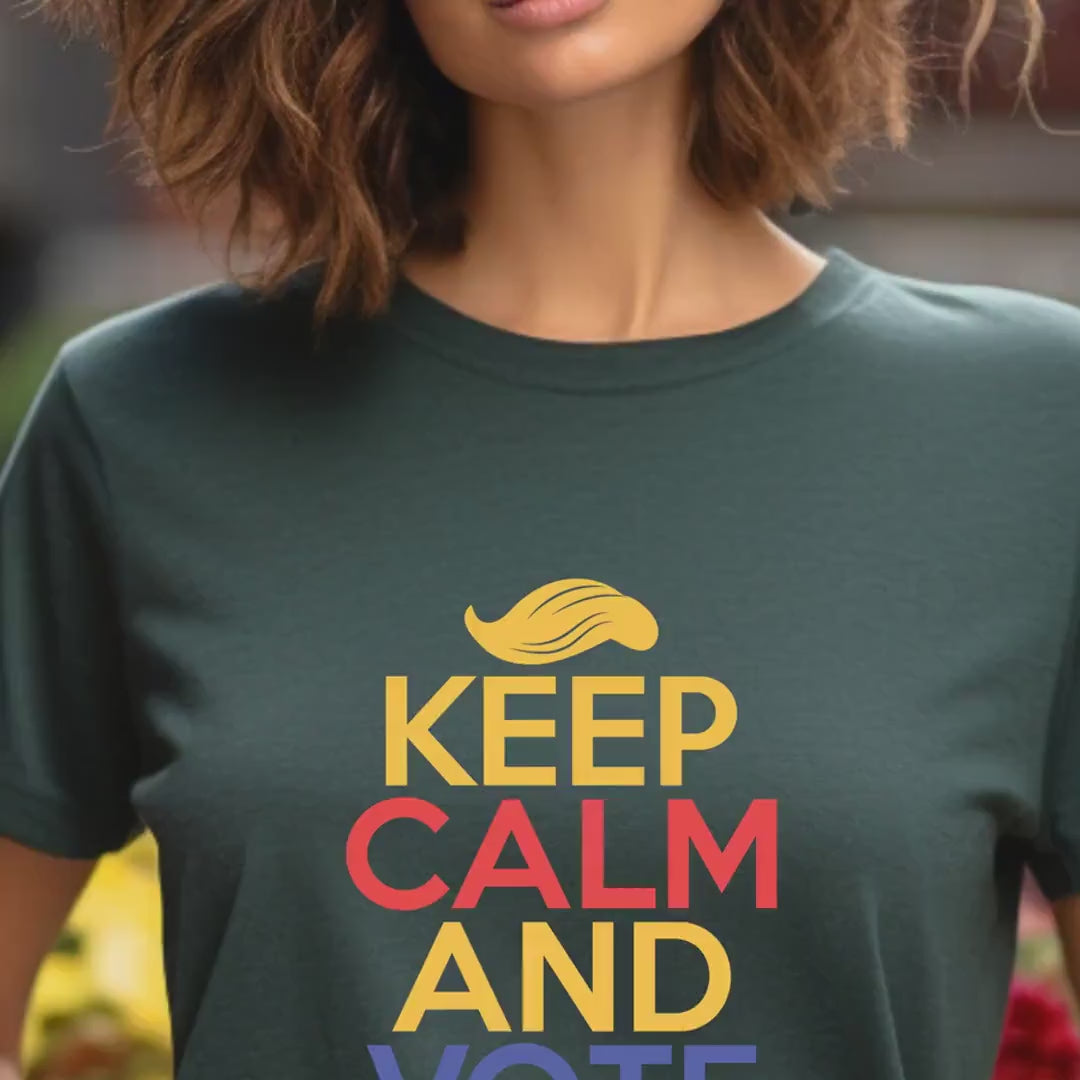 Load video: Keep Calm And Vote Trump- President Donald Trump, 2024 Election GOP Support Shirt, MAGA Rally T-shirt Merch, Anti Harris Tee, American Pride