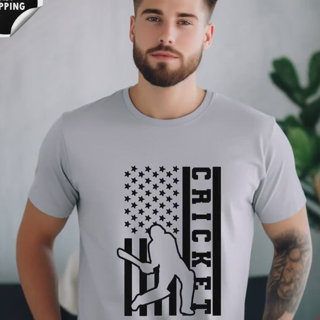 Load video: Cricket Retro Style T-Shirt | Unique Funny Gift for Cricket Lovers | IPL &amp; T20 World Cup Apparel