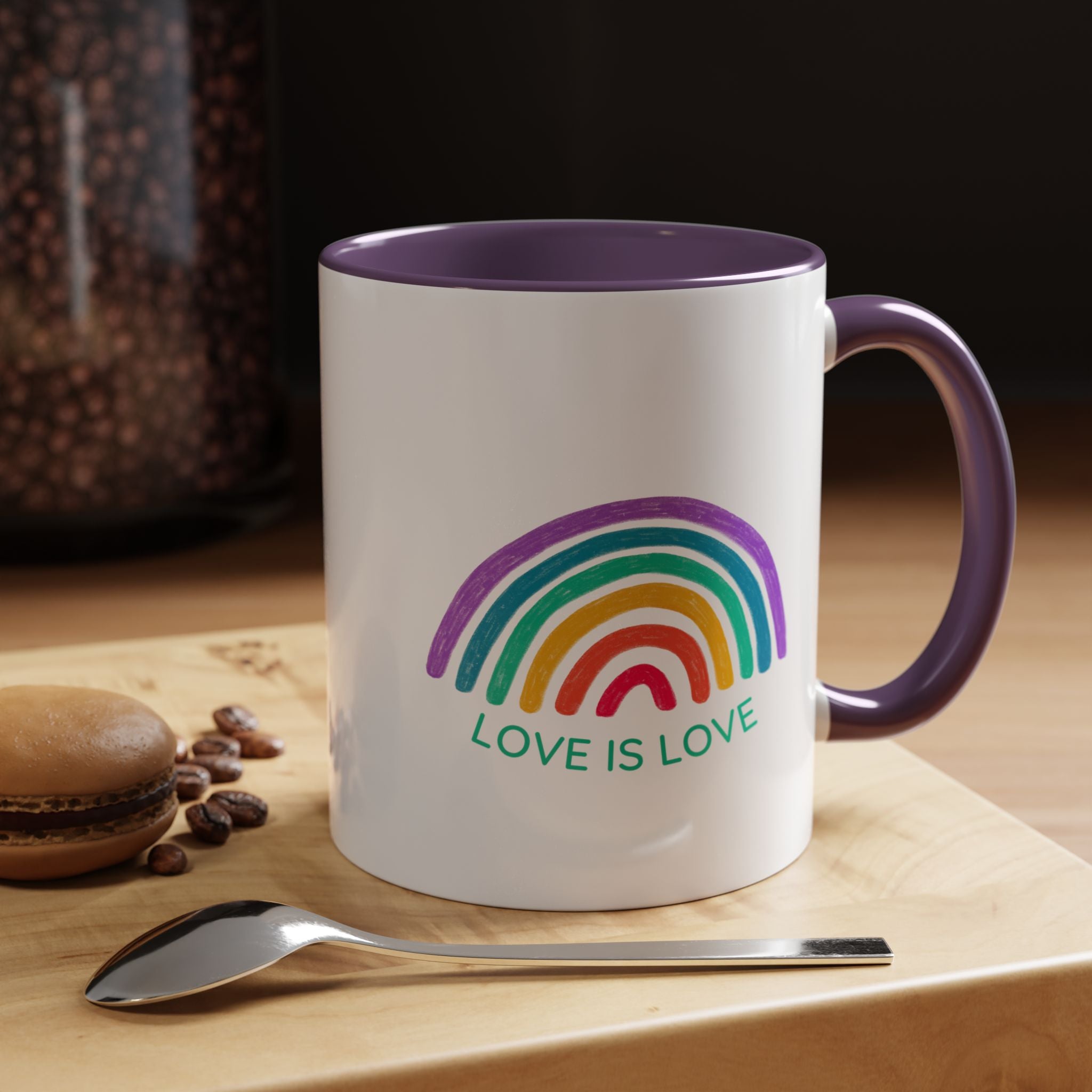 Rainbow Love Is Love, LGBTQ Lover Personalized Romantic Coffee Mug, Mug,  Accent Cup 11/15oz, Anniversary Wedding Valentines  Gift