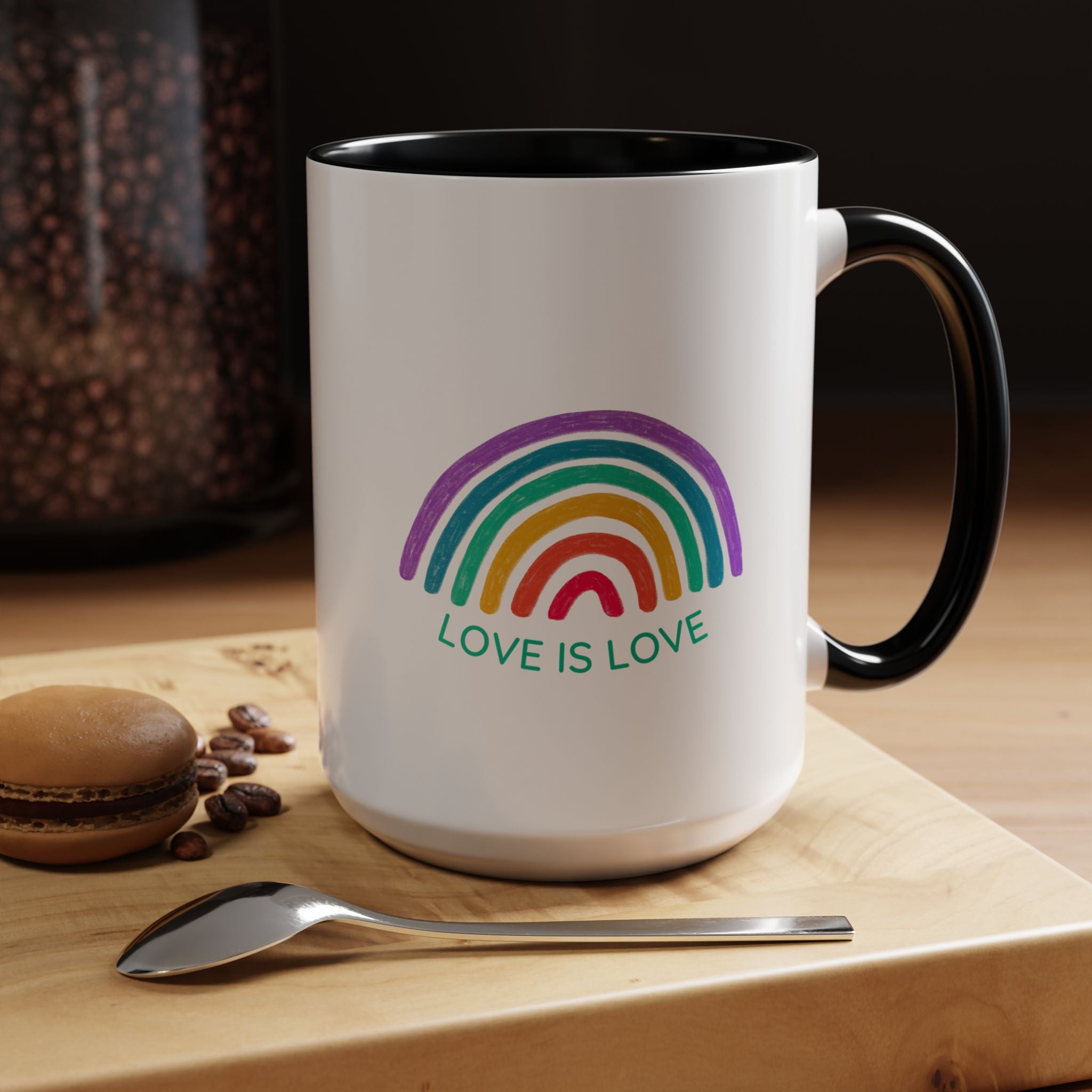 Rainbow Love Is Love, LGBTQ Lover Personalized Romantic Coffee Mug, Mug,  Accent Cup 11/15oz, Anniversary Wedding Valentines  Gift
