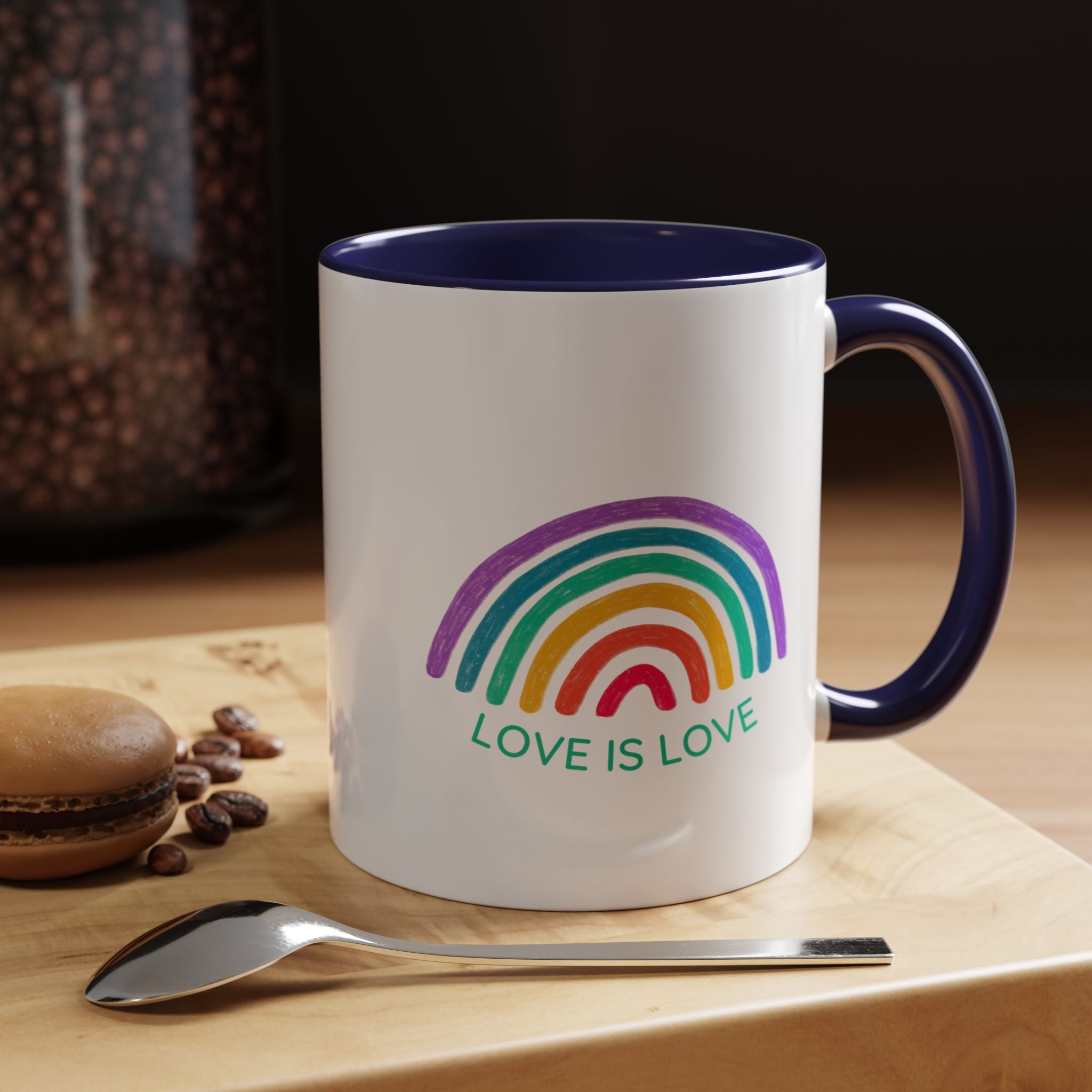 Rainbow Love Is Love, LGBTQ Lover Personalized Romantic Coffee Mug, Mug,  Accent Cup 11/15oz, Anniversary Wedding Valentines  Gift
