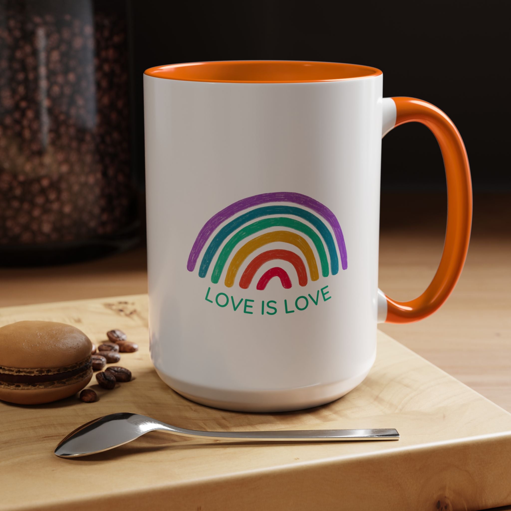 Rainbow Love Is Love, LGBTQ Lover Personalized Romantic Coffee Mug, Mug,  Accent Cup 11/15oz, Anniversary Wedding Valentines  Gift