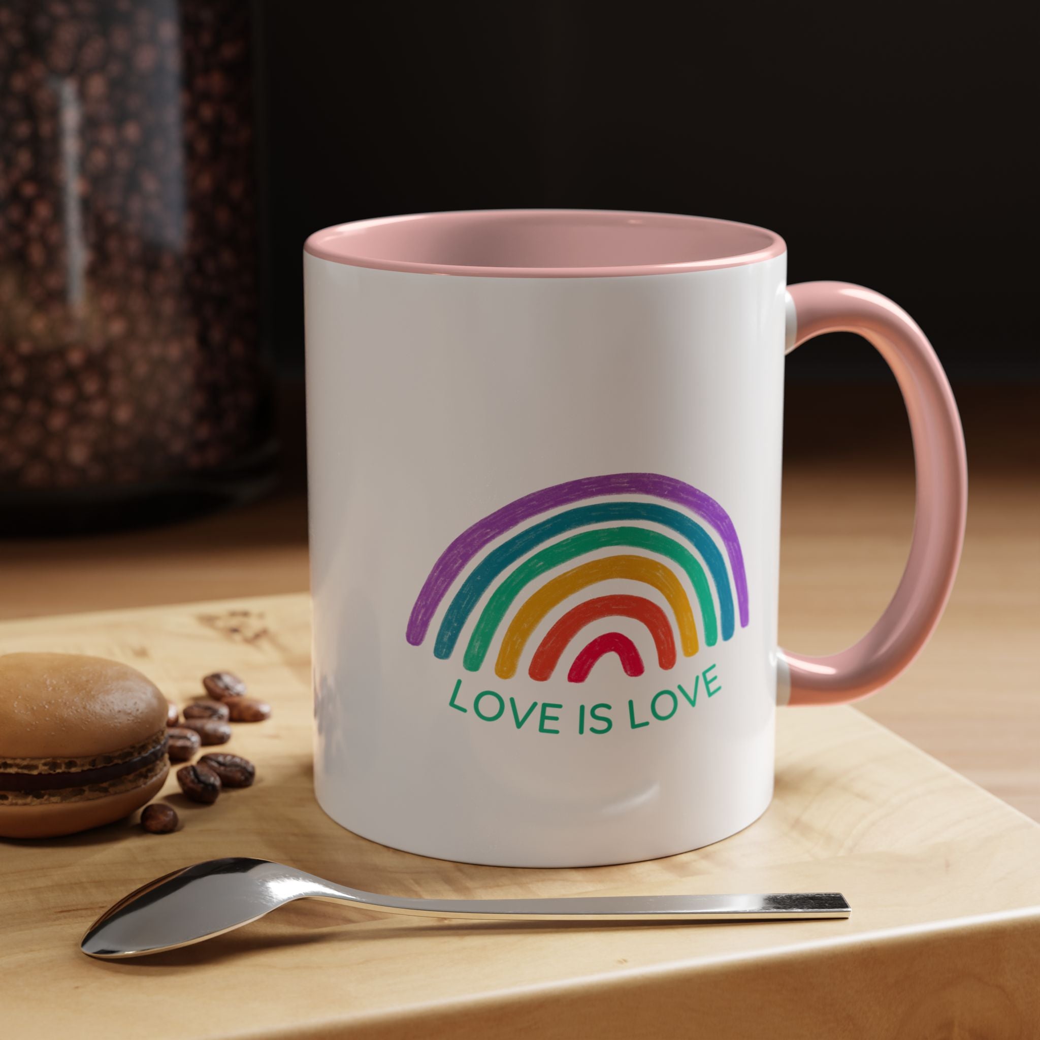 Rainbow Love Is Love, LGBTQ Lover Personalized Romantic Coffee Mug, Mug,  Accent Cup 11/15oz, Anniversary Wedding Valentines  Gift
