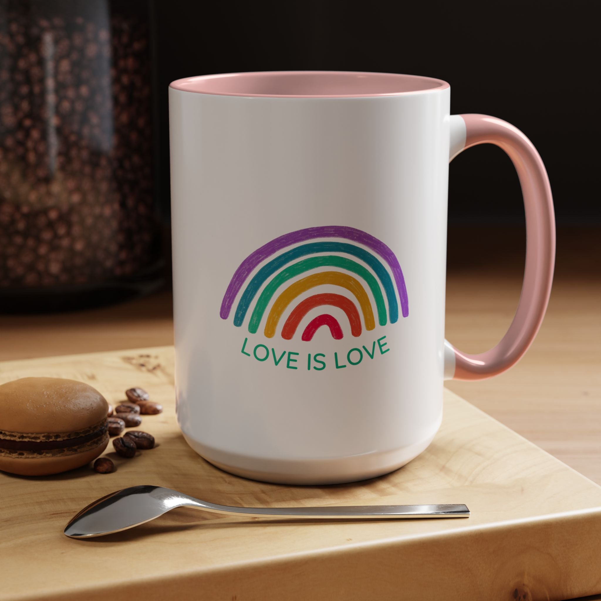 Rainbow Love Is Love, LGBTQ Lover Personalized Romantic Coffee Mug, Mug,  Accent Cup 11/15oz, Anniversary Wedding Valentines  Gift