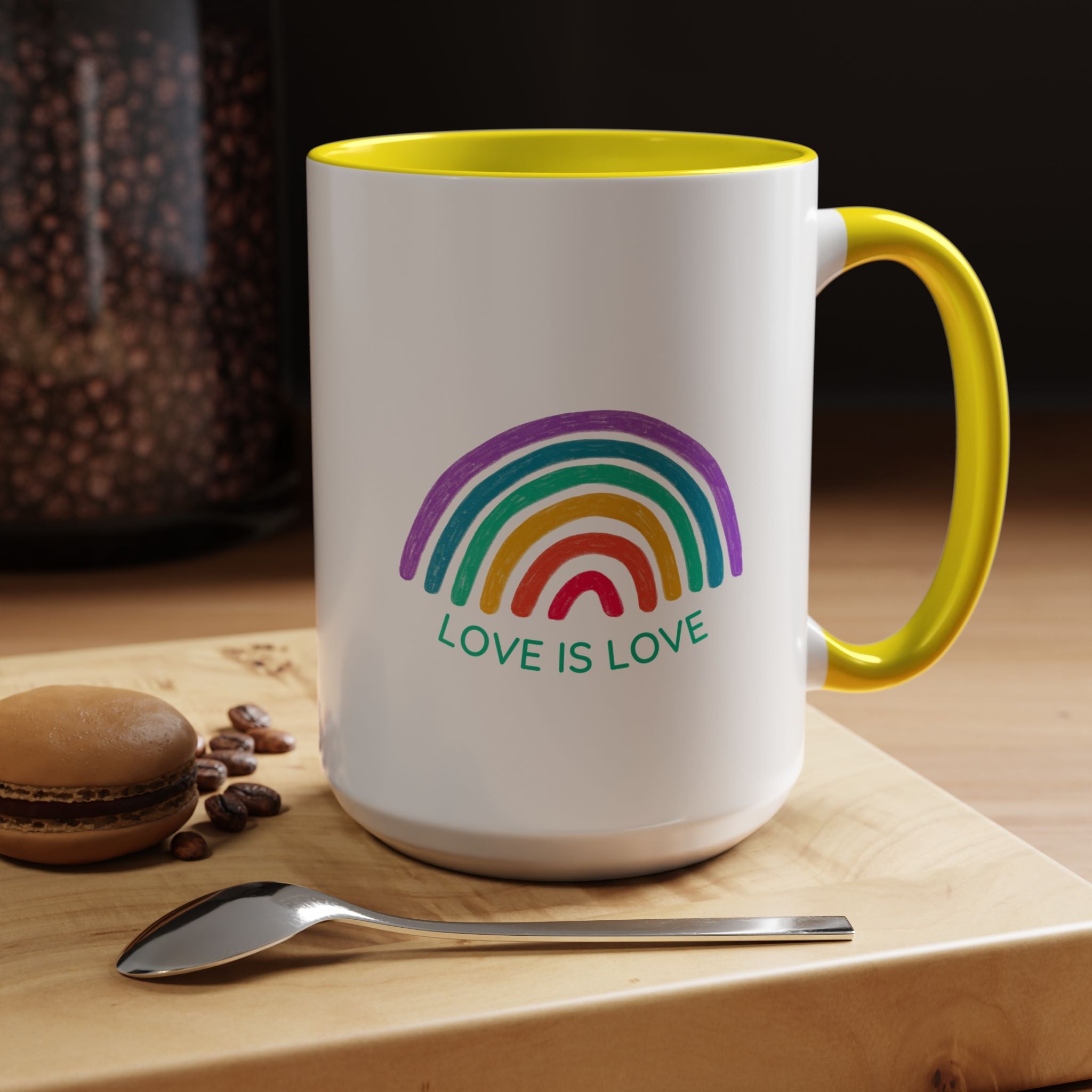 Rainbow Love Is Love, LGBTQ Lover Personalized Romantic Coffee Mug, Mug,  Accent Cup 11/15oz, Anniversary Wedding Valentines  Gift