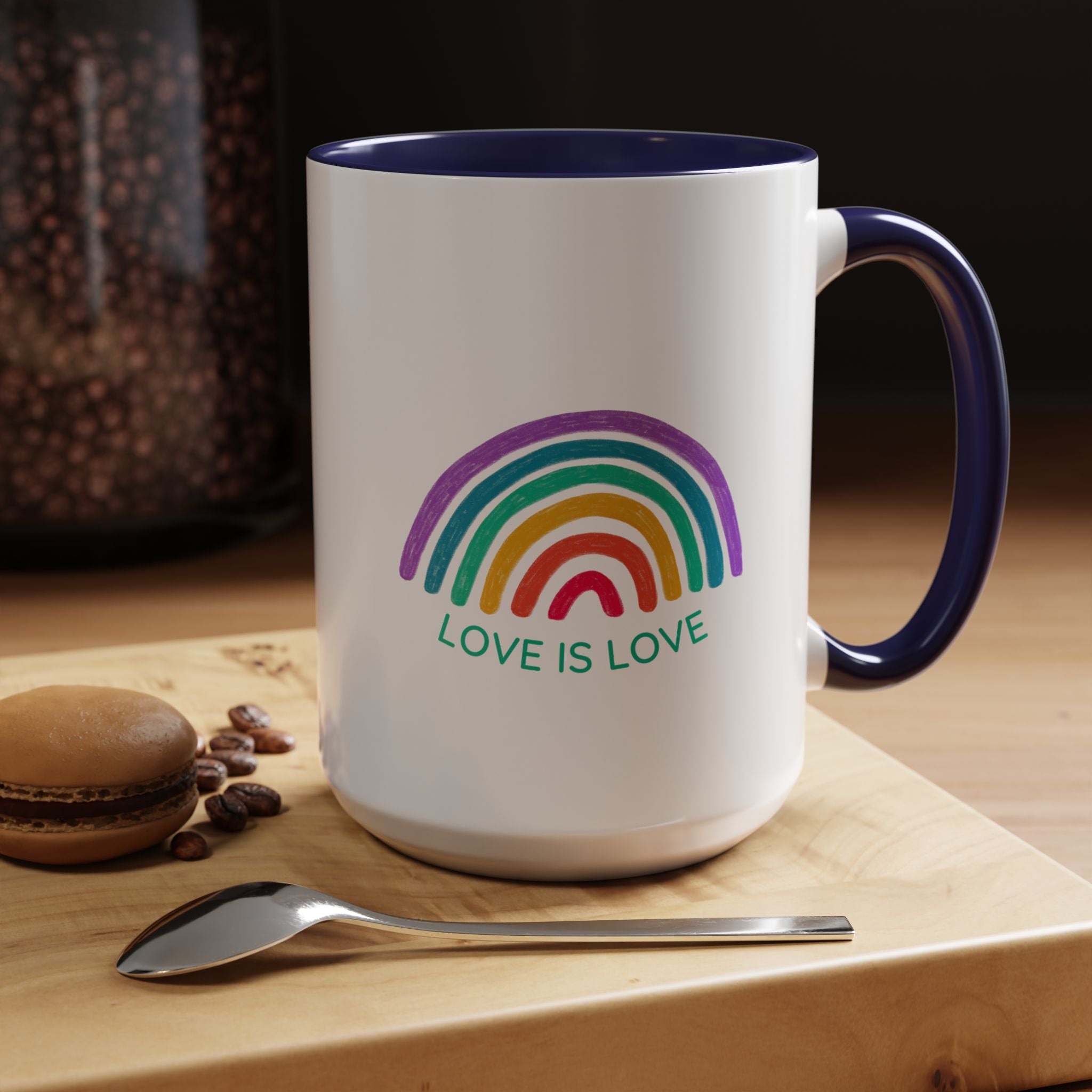 Rainbow Love Is Love, LGBTQ Lover Personalized Romantic Coffee Mug, Mug,  Accent Cup 11/15oz, Anniversary Wedding Valentines  Gift