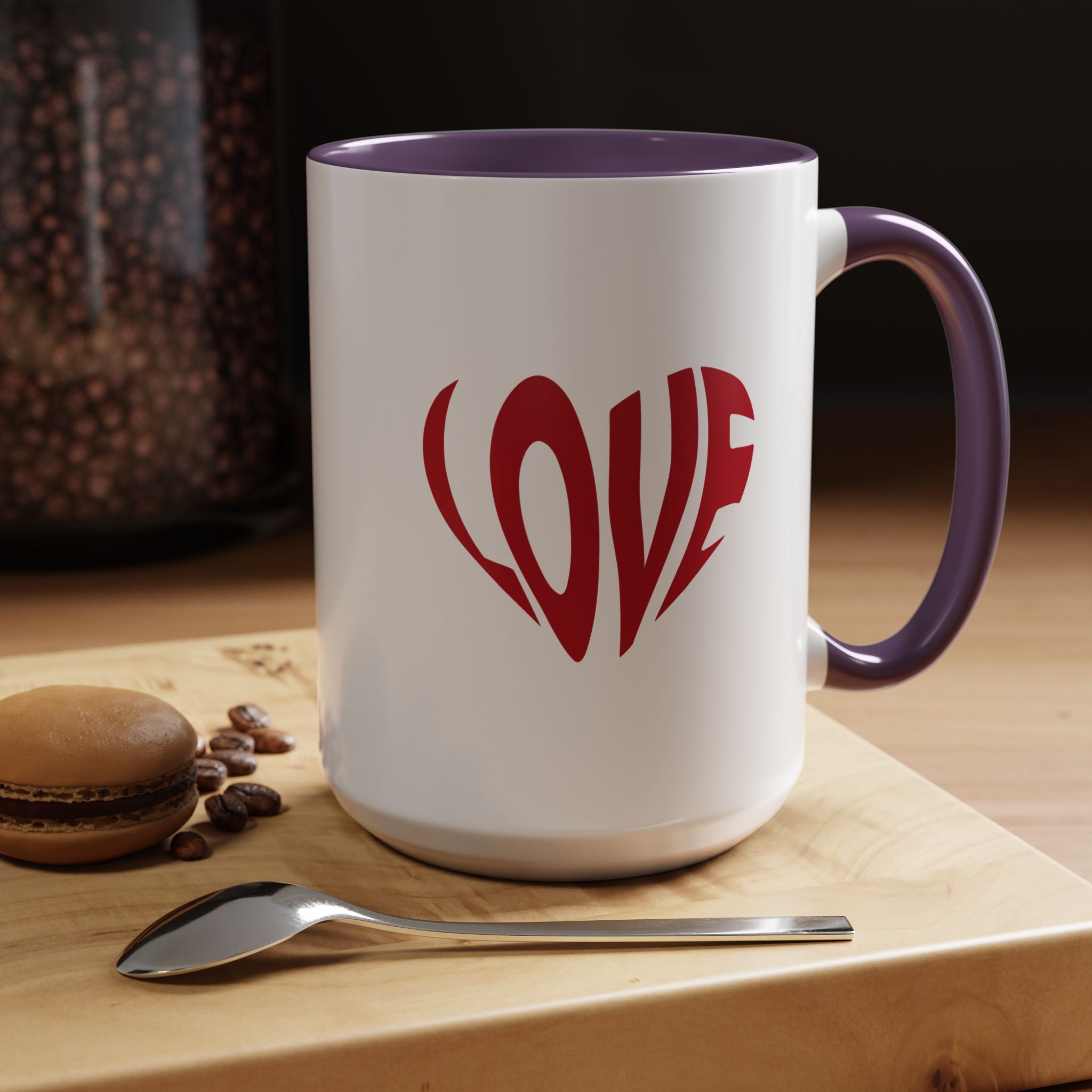 Retro Love Personalized Romantic Mug, Accent Cup 11/15oz, Anniversary Wedding Valentines Gift, Customized Couples V-Day Gift Mug,