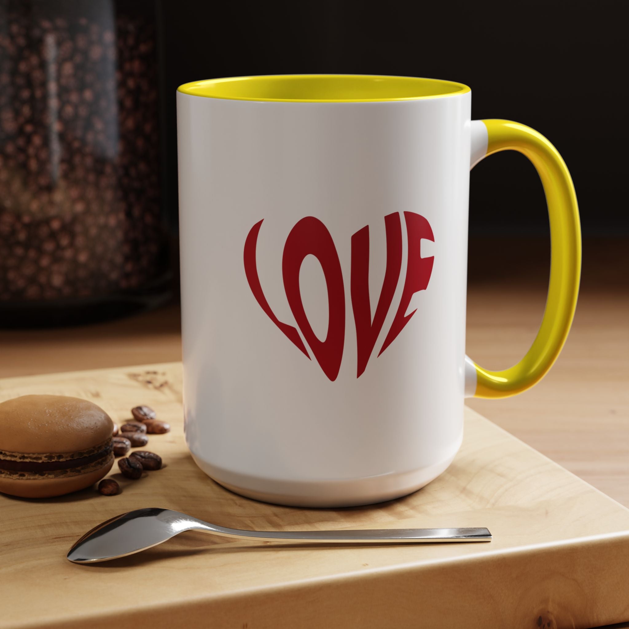 Retro Love Personalized Romantic Mug, Accent Cup 11/15oz, Anniversary Wedding Valentines Gift, Customized Couples V-Day Gift Mug,