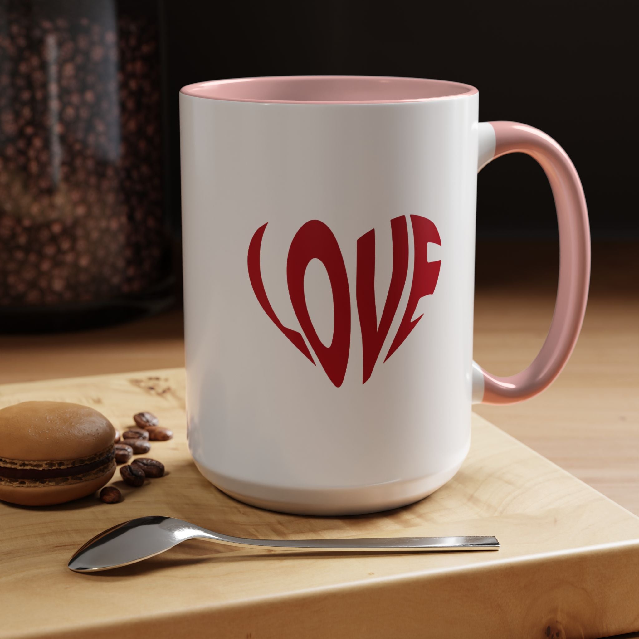 Retro Love Personalized Romantic Mug, Accent Cup 11/15oz, Anniversary Wedding Valentines Gift, Customized Couples V-Day Gift Mug,