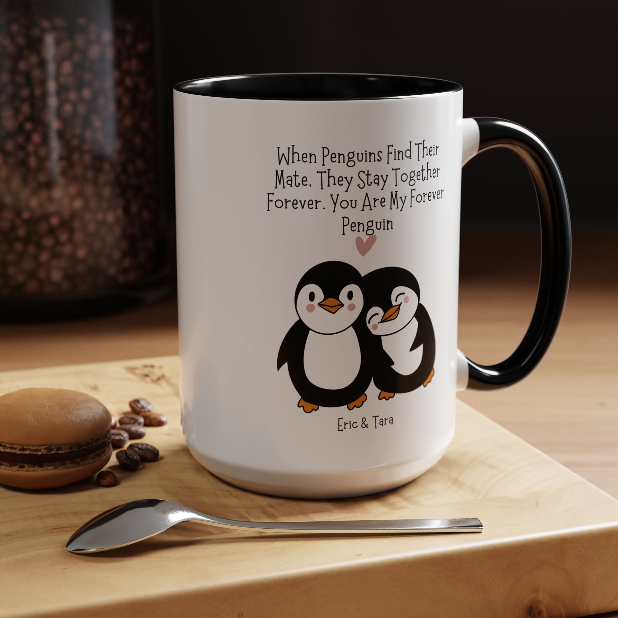 You Are My Forever Penguin Personalized Romantic Mug Accent Cup 11/15oz, Anniversary Valentines V-Day Custom Couples Gift for BF, GF, Spouse
