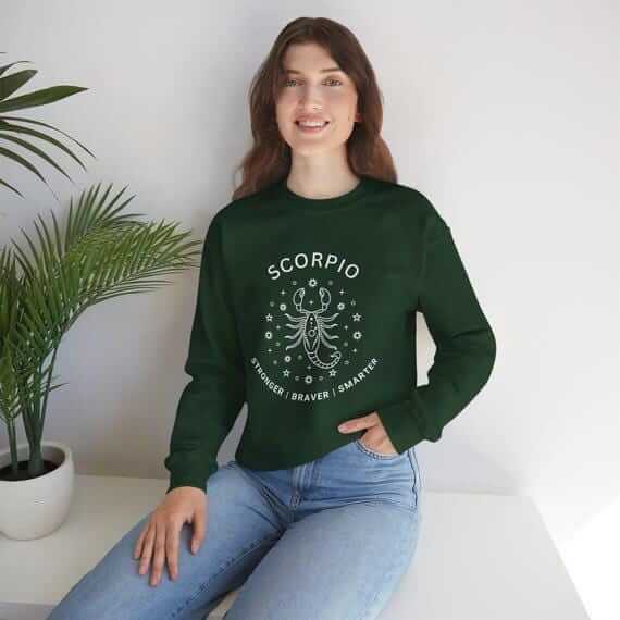 Smarter Scorpio Stronger Braver Design Cozy Pullover Inspirational...