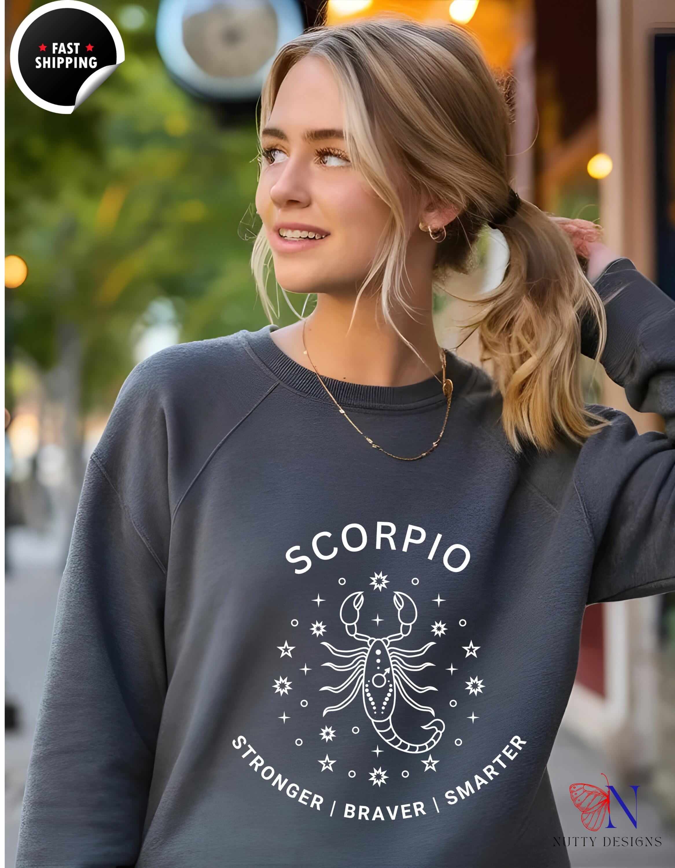 Smarter Scorpio Stronger Braver Design Cozy Pullover Inspirational...