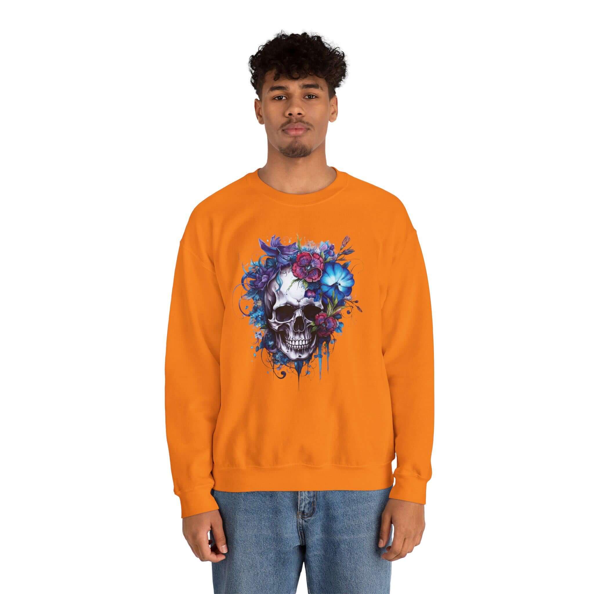Skull Bloom Themed Halloween Sweatshirt