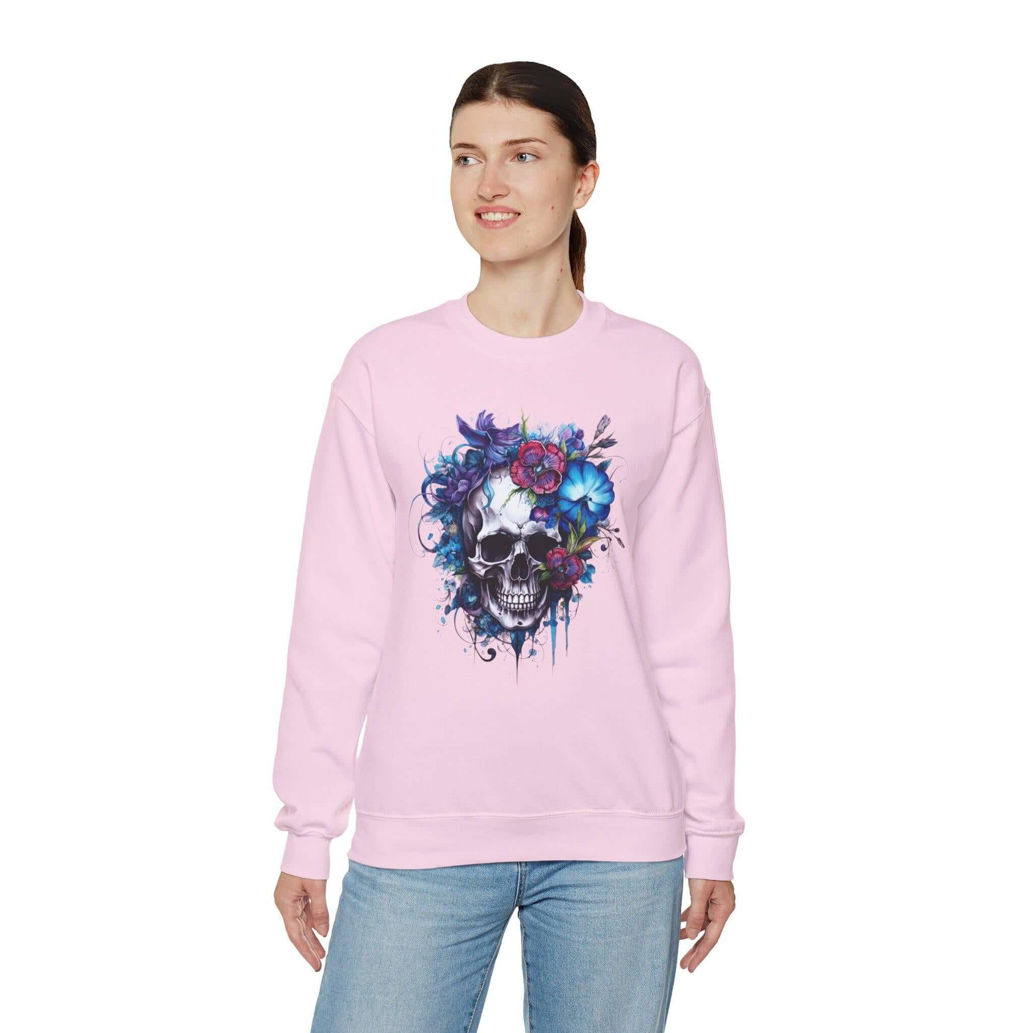 Skull Bloom Themed Halloween Sweatshirt