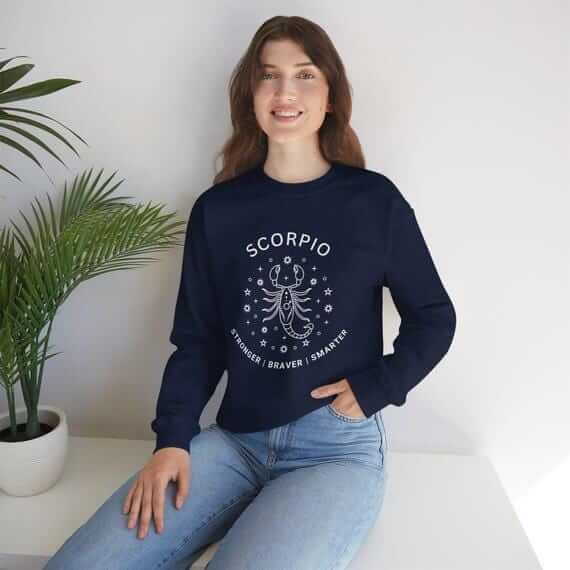 Smarter Scorpio Stronger Braver Design Cozy Pullover Inspirational...