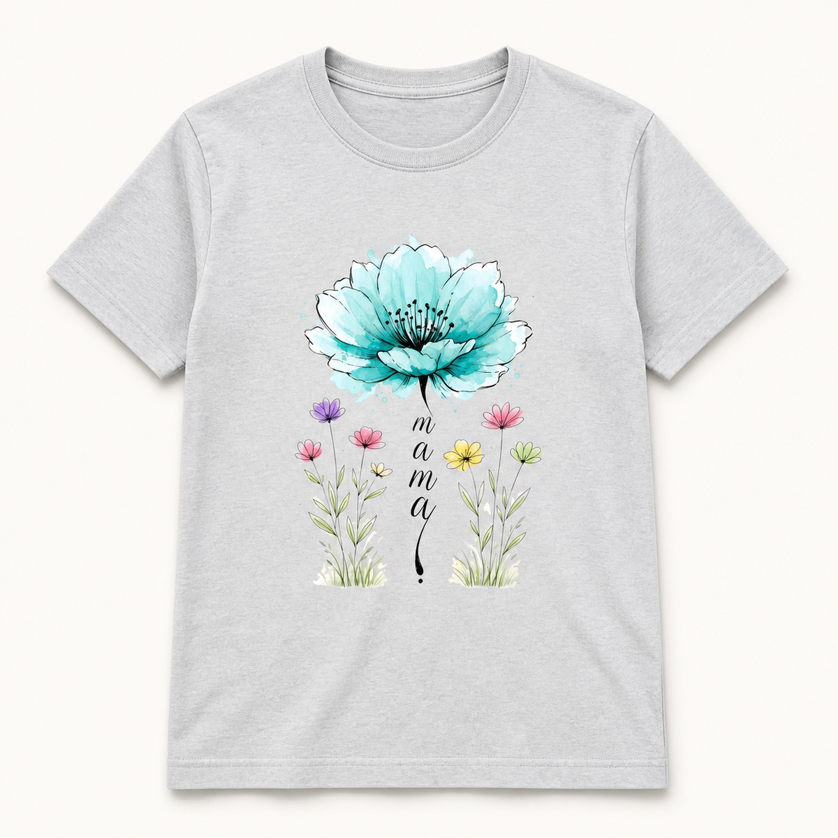 She Is Strong floral Mama silver T-shirt front product image
