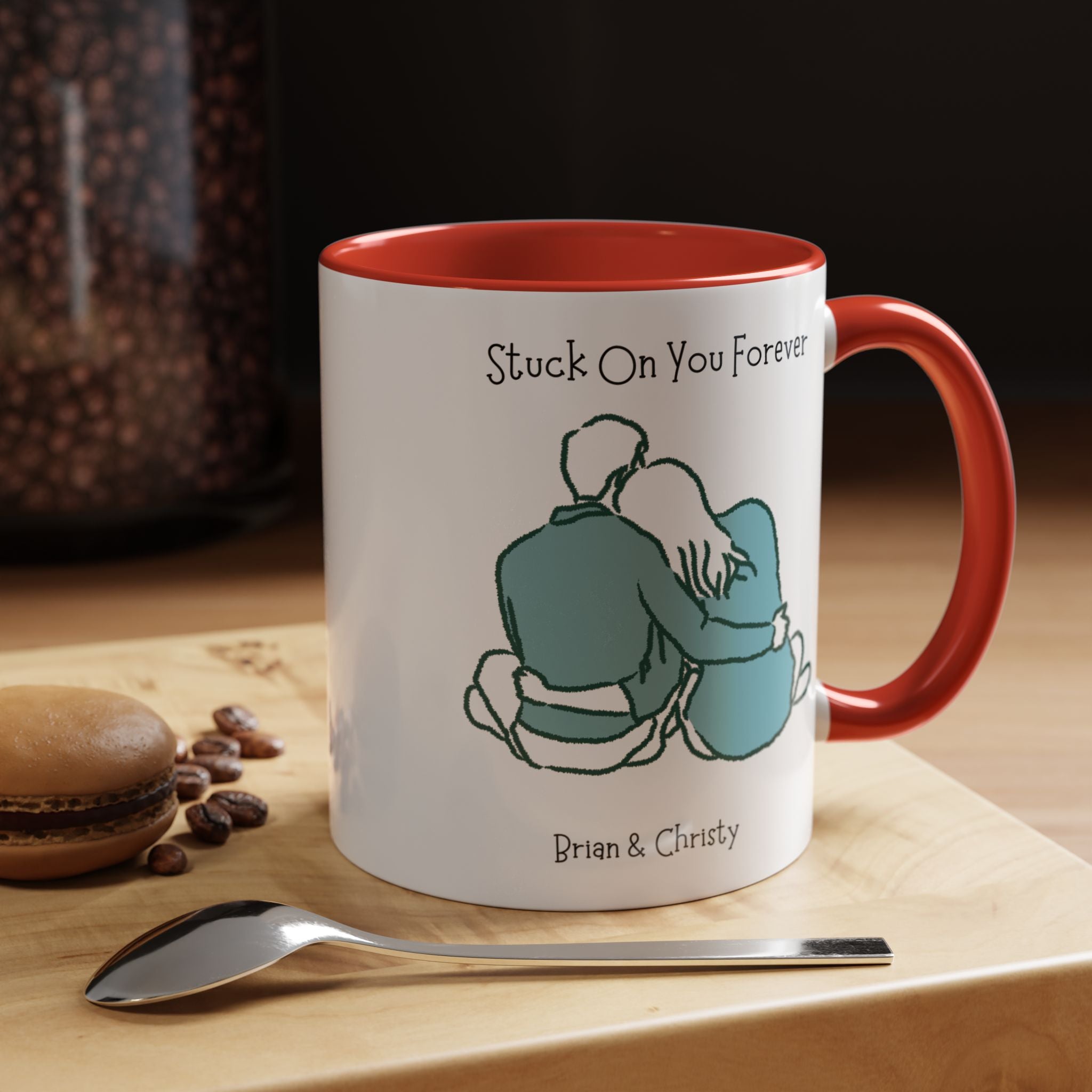 Stuck On You Forever Personalized Romantic Mug, , Accent Cup 11/15oz, Anniversary Valentines, V-Day, Couples Gift For Spouse, GF, BF