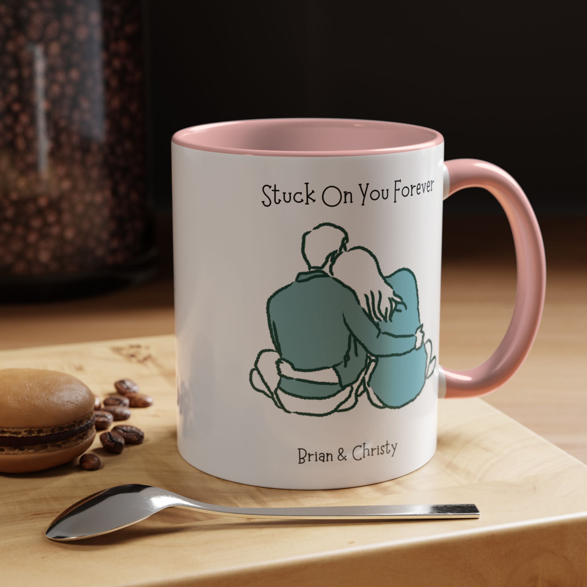 Stuck On You Forever Personalized Romantic Mug, , Accent Cup 11/15oz, Anniversary Valentines, V-Day, Couples Gift For Spouse, GF, BF