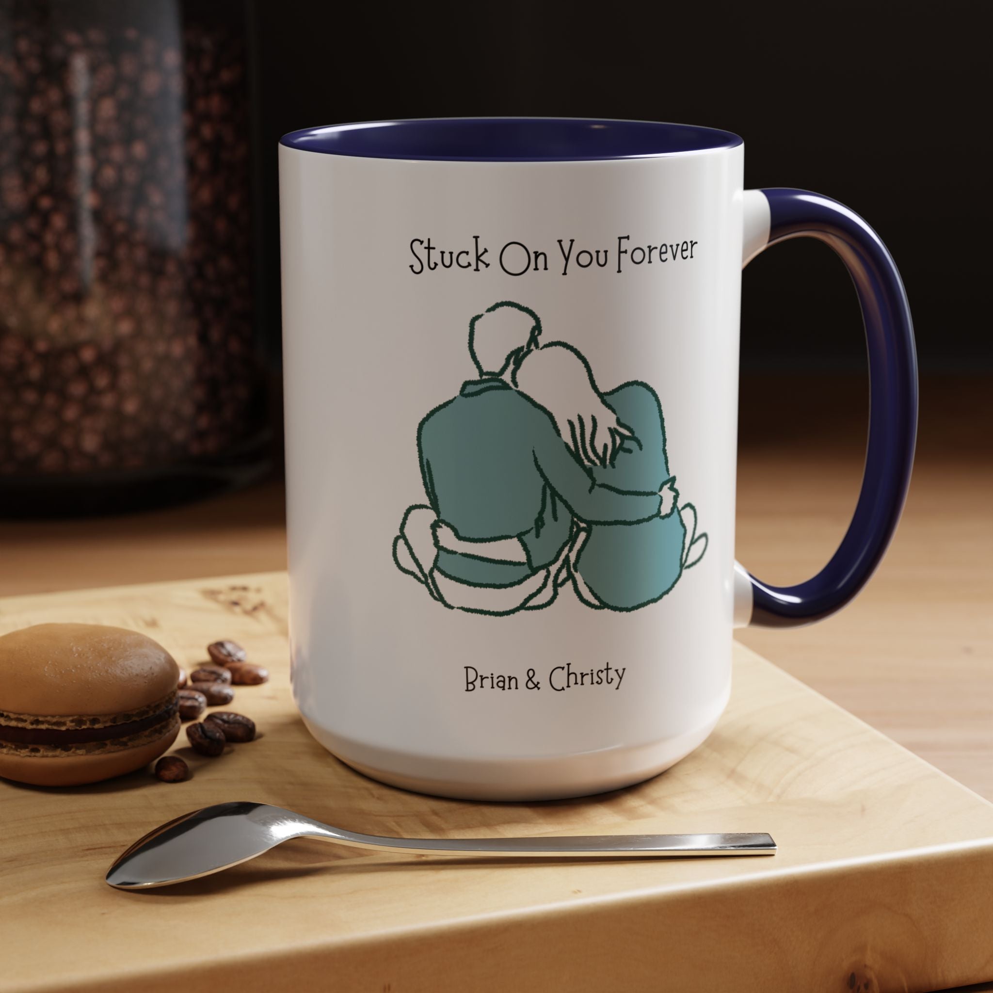 Stuck On You Forever Personalized Romantic Mug, , Accent Cup 11/15oz, Anniversary Valentines, V-Day, Couples Gift For Spouse, GF, BF