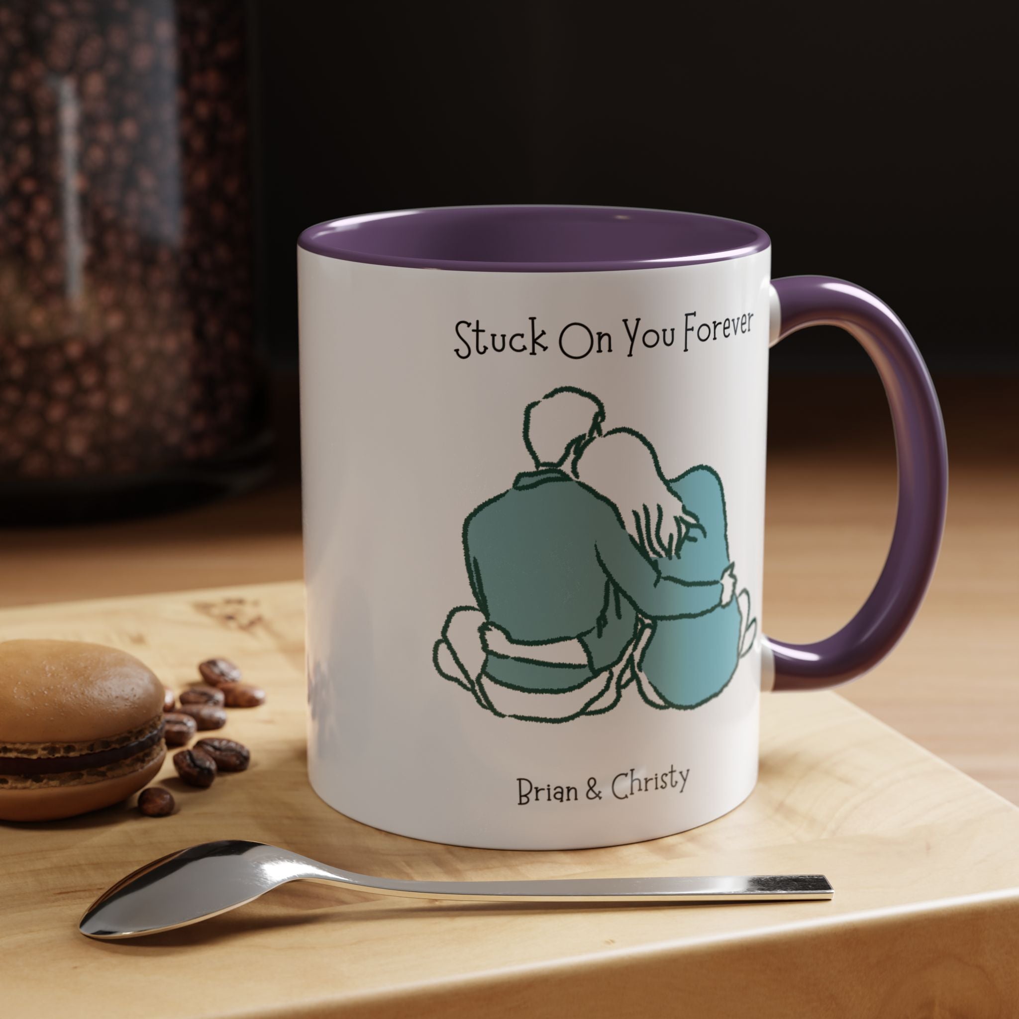 Stuck On You Forever Personalized Romantic Mug, , Accent Cup 11/15oz, Anniversary Valentines, V-Day, Couples Gift For Spouse, GF, BF