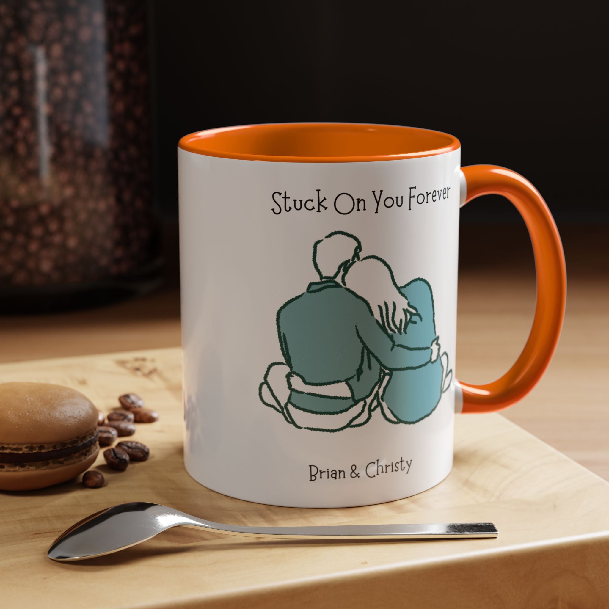 Stuck On You Forever Personalized Romantic Mug, , Accent Cup 11/15oz, Anniversary Valentines, V-Day, Couples Gift For Spouse, GF, BF