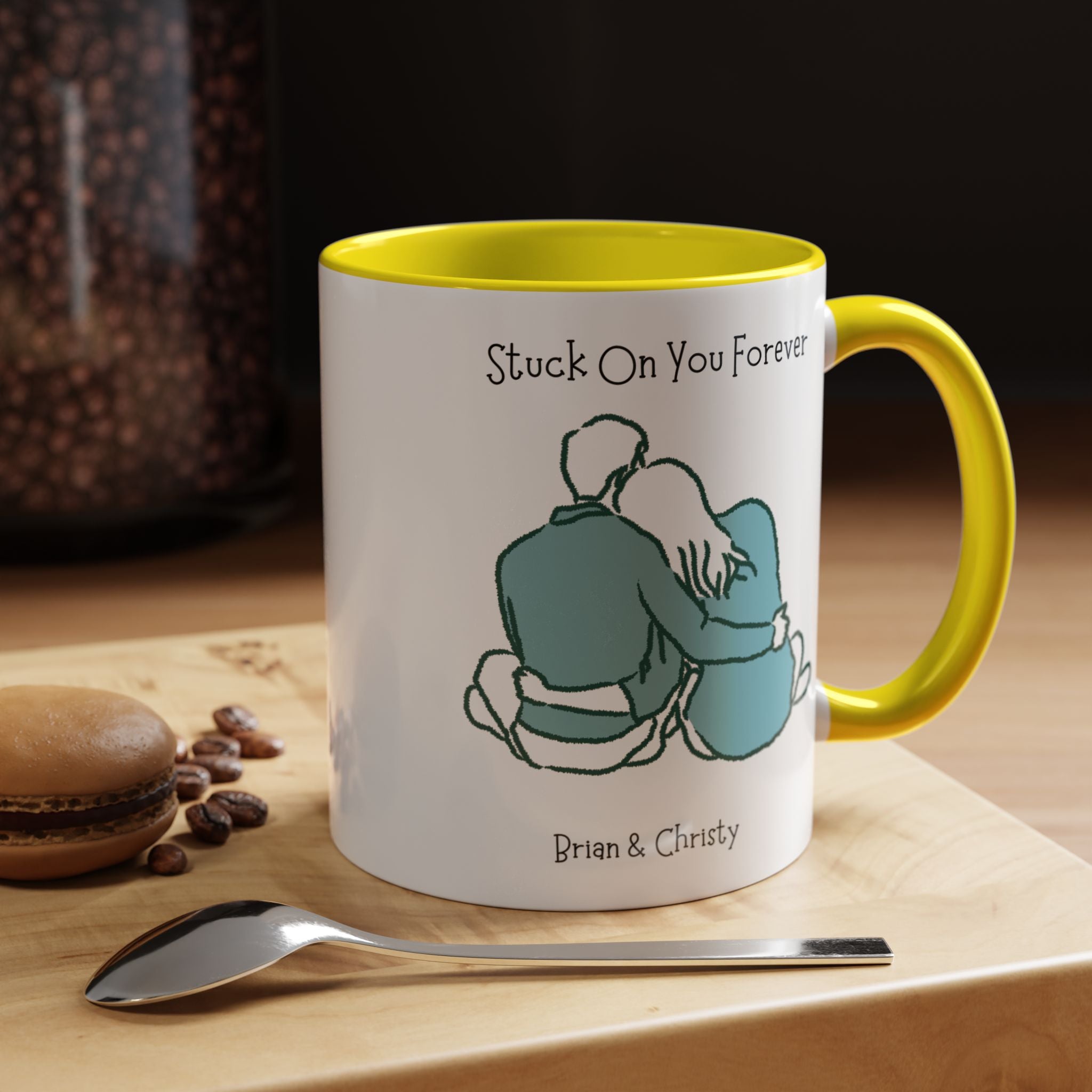 Stuck On You Forever Personalized Romantic Mug, , Accent Cup 11/15oz, Anniversary Valentines, V-Day, Couples Gift For Spouse, GF, BF