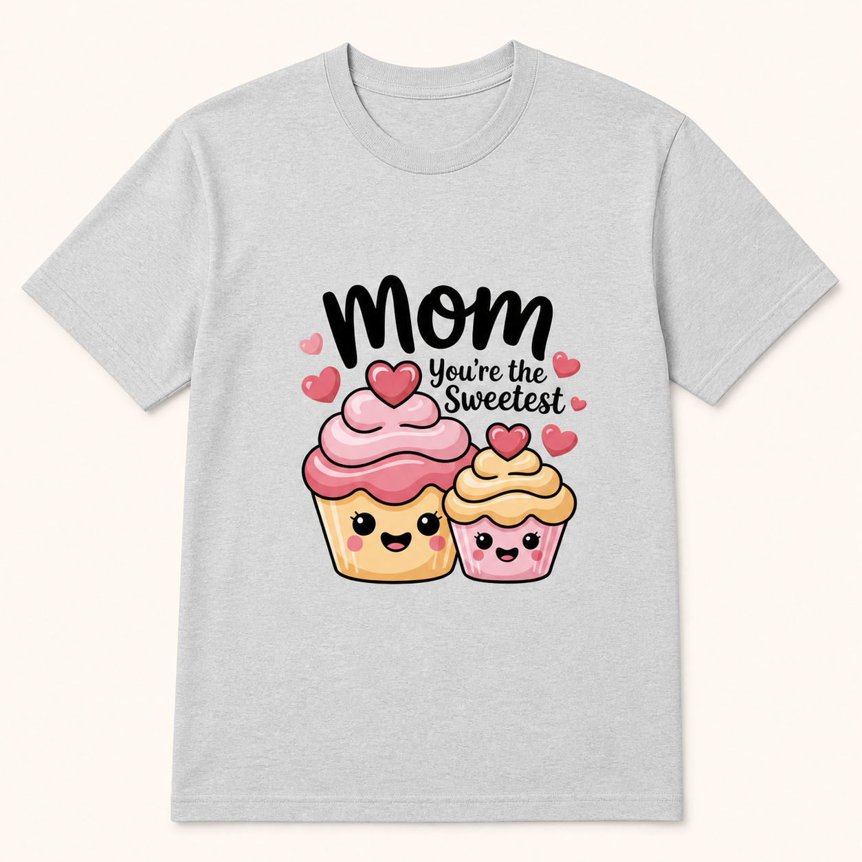 Mom You're the Sweetest cupcake silver T-shirt front product image