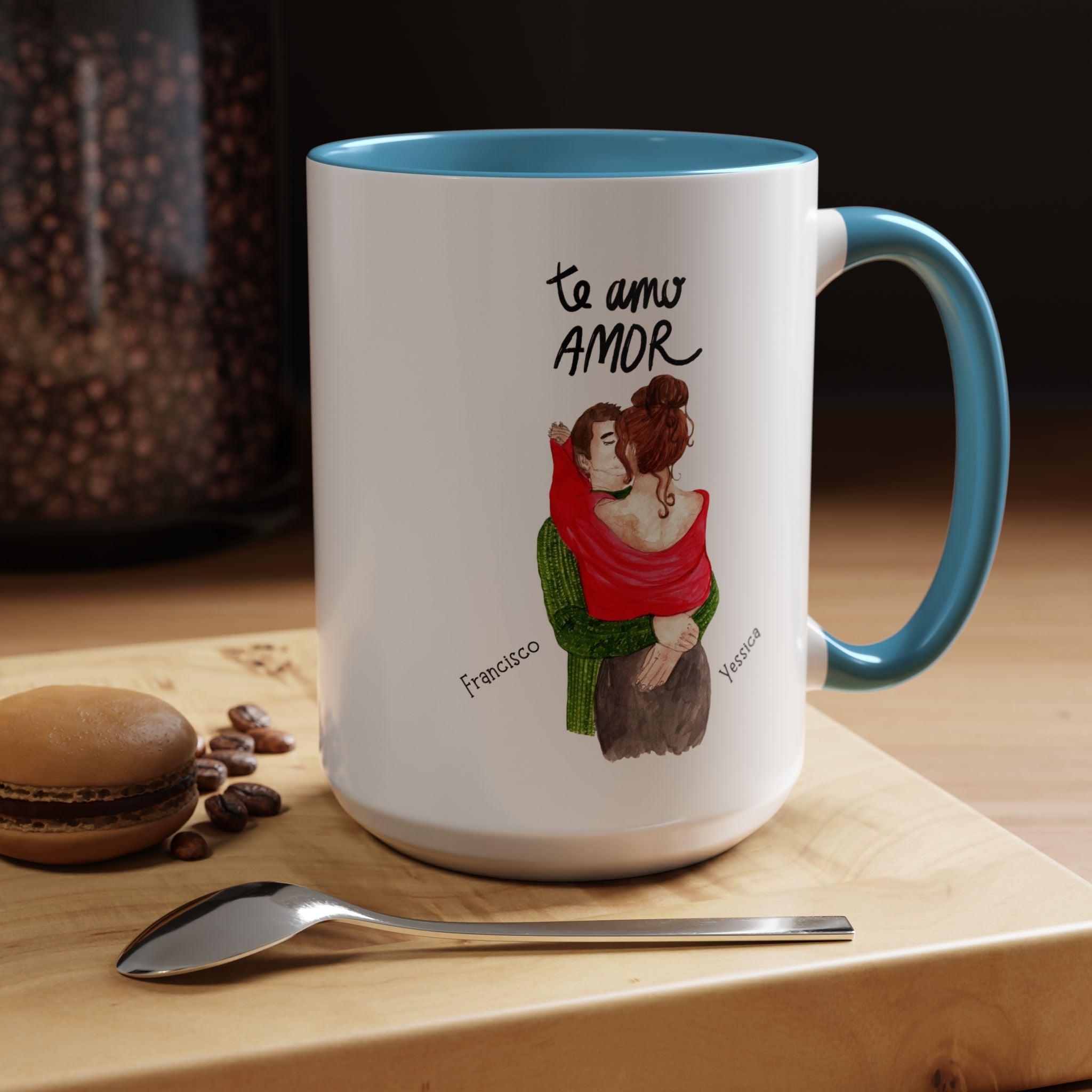 Te Amo Amor, Love You My Love Spanish Accent Personalized Romantic Mug, Cup 11/15oz, Anniversary Valentines , V-Day Mug, Custom Couples Gift