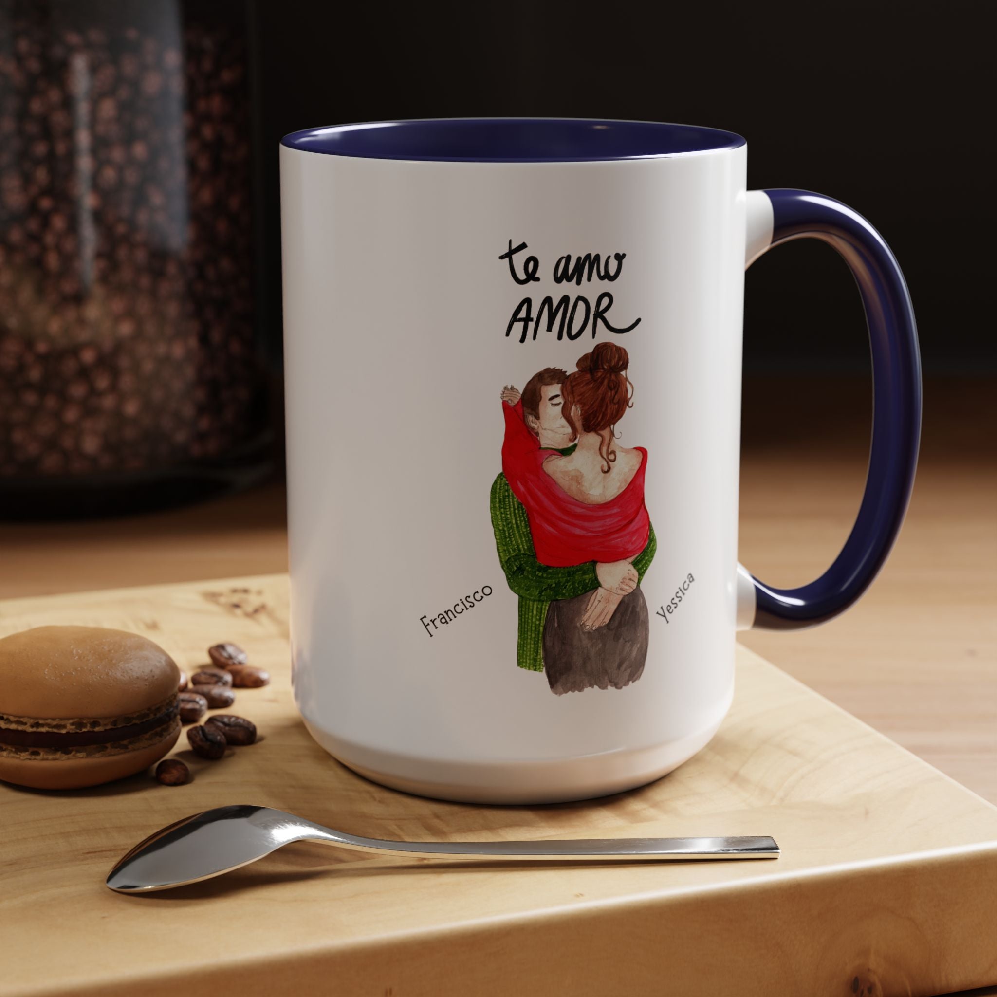 Te Amo Amor, Love You My Love Spanish Accent Personalized Romantic Mug, Cup 11/15oz, Anniversary Valentines , V-Day Mug, Custom Couples Gift