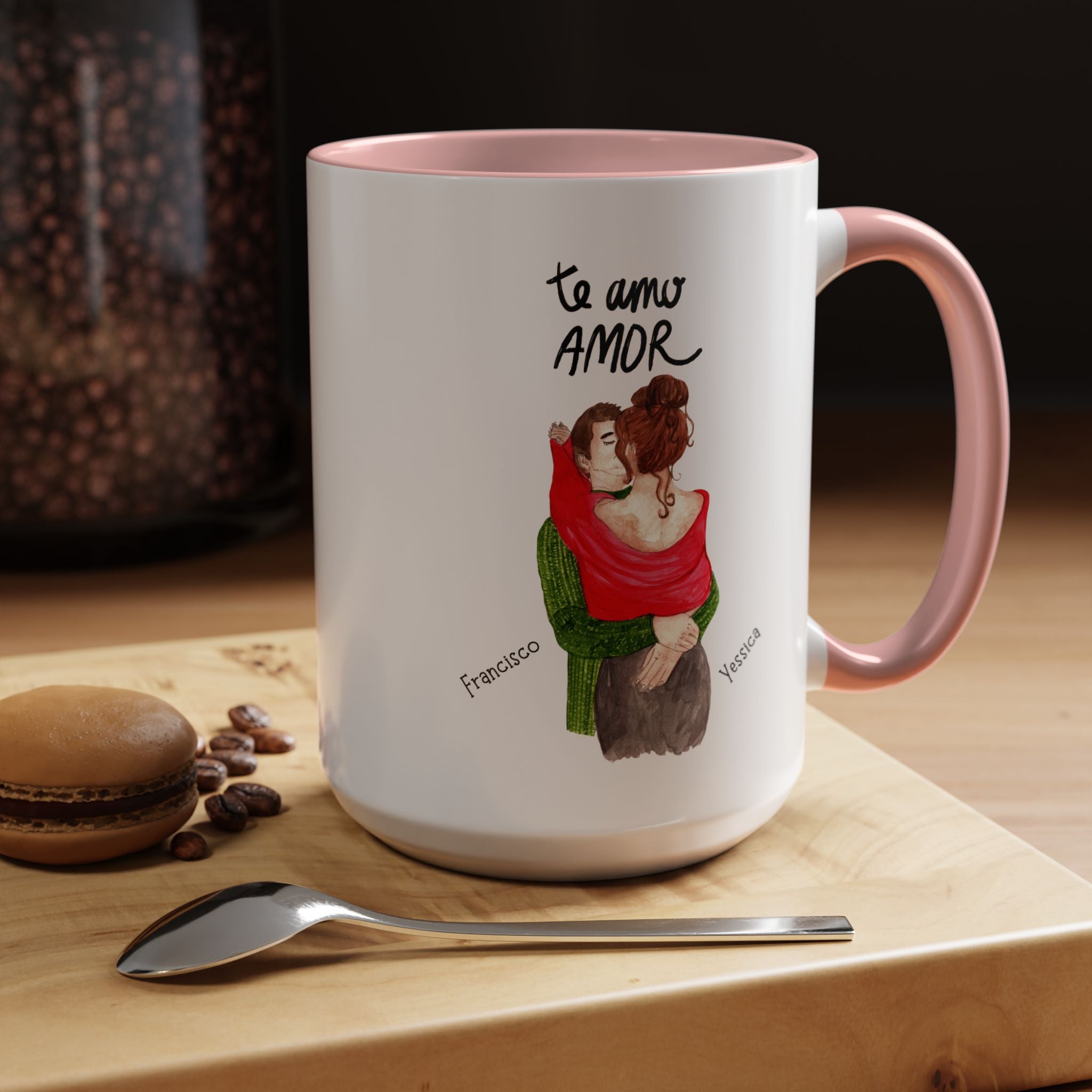 Te Amo Amor, Love You My Love Spanish Accent Personalized Romantic Mug, Cup 11/15oz, Anniversary Valentines , V-Day Mug, Custom Couples Gift