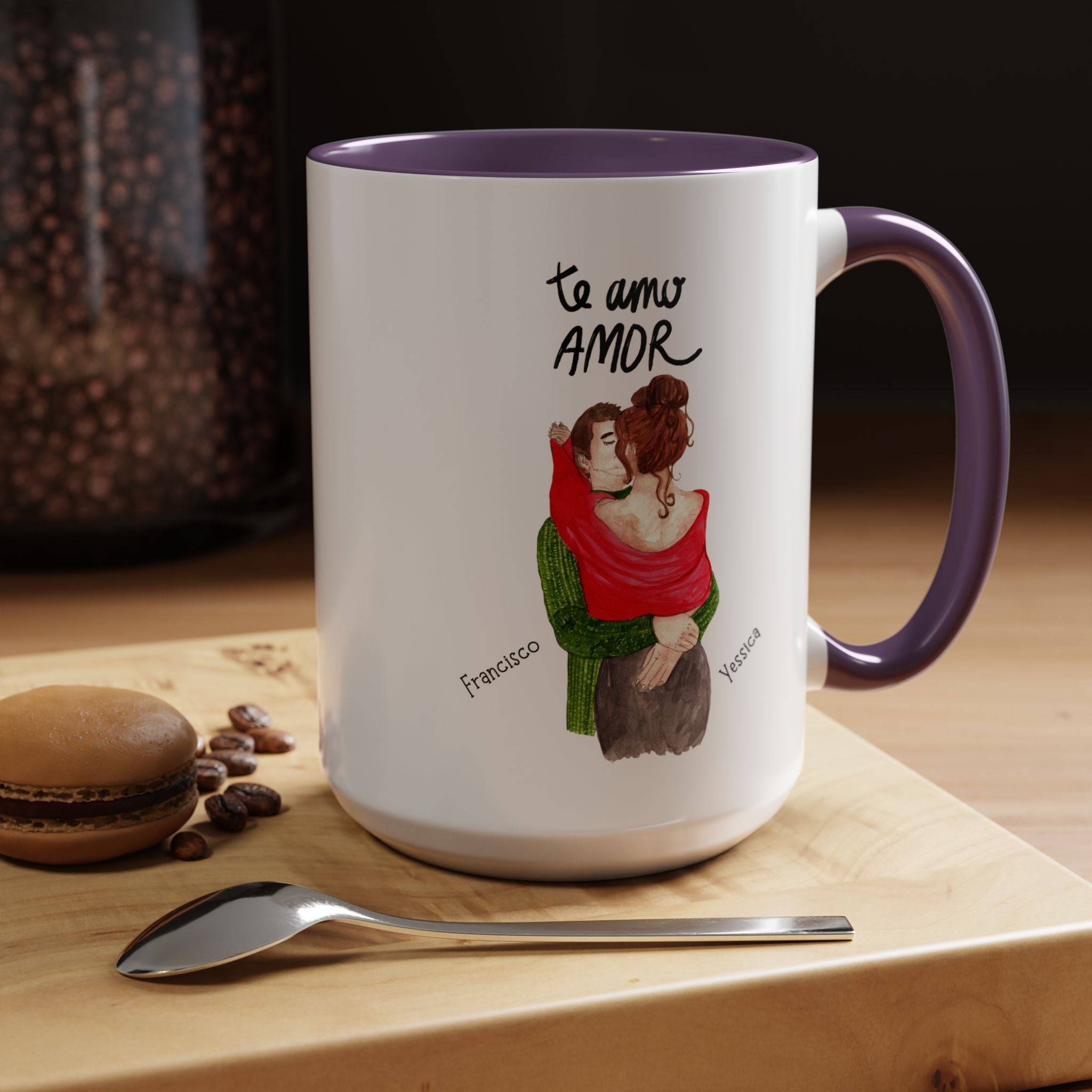 Te Amo Amor, Love You My Love Spanish Accent Personalized Romantic Mug, Cup 11/15oz, Anniversary Valentines , V-Day Mug, Custom Couples Gift