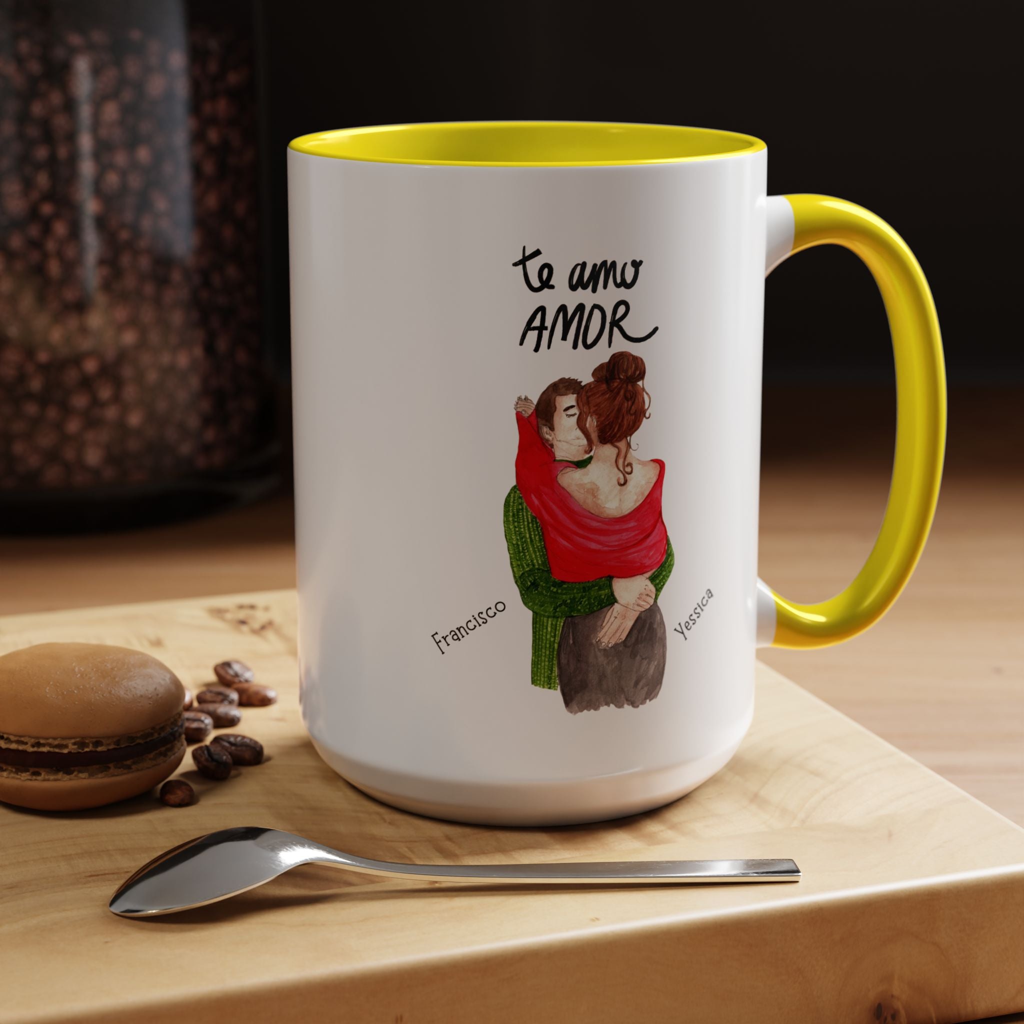 Te Amo Amor, Love You My Love Spanish Accent Personalized Romantic Mug, Cup 11/15oz, Anniversary Valentines , V-Day Mug, Custom Couples Gift