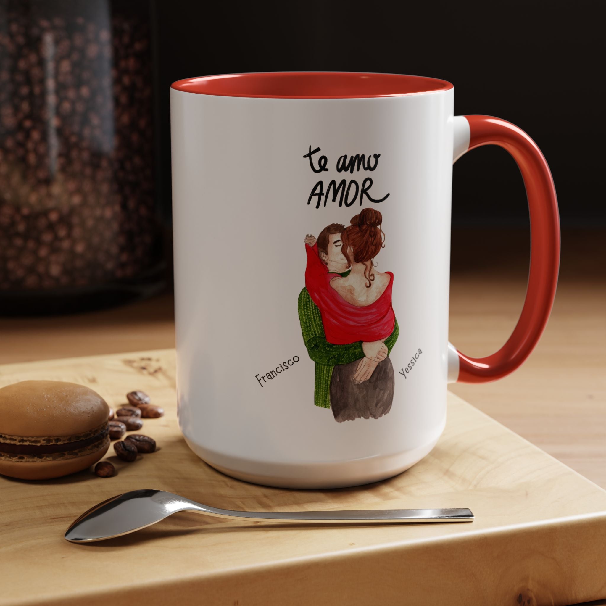 Te Amo Amor, Love You My Love Spanish Accent Personalized Romantic Mug, Cup 11/15oz, Anniversary Valentines , V-Day Mug, Custom Couples Gift