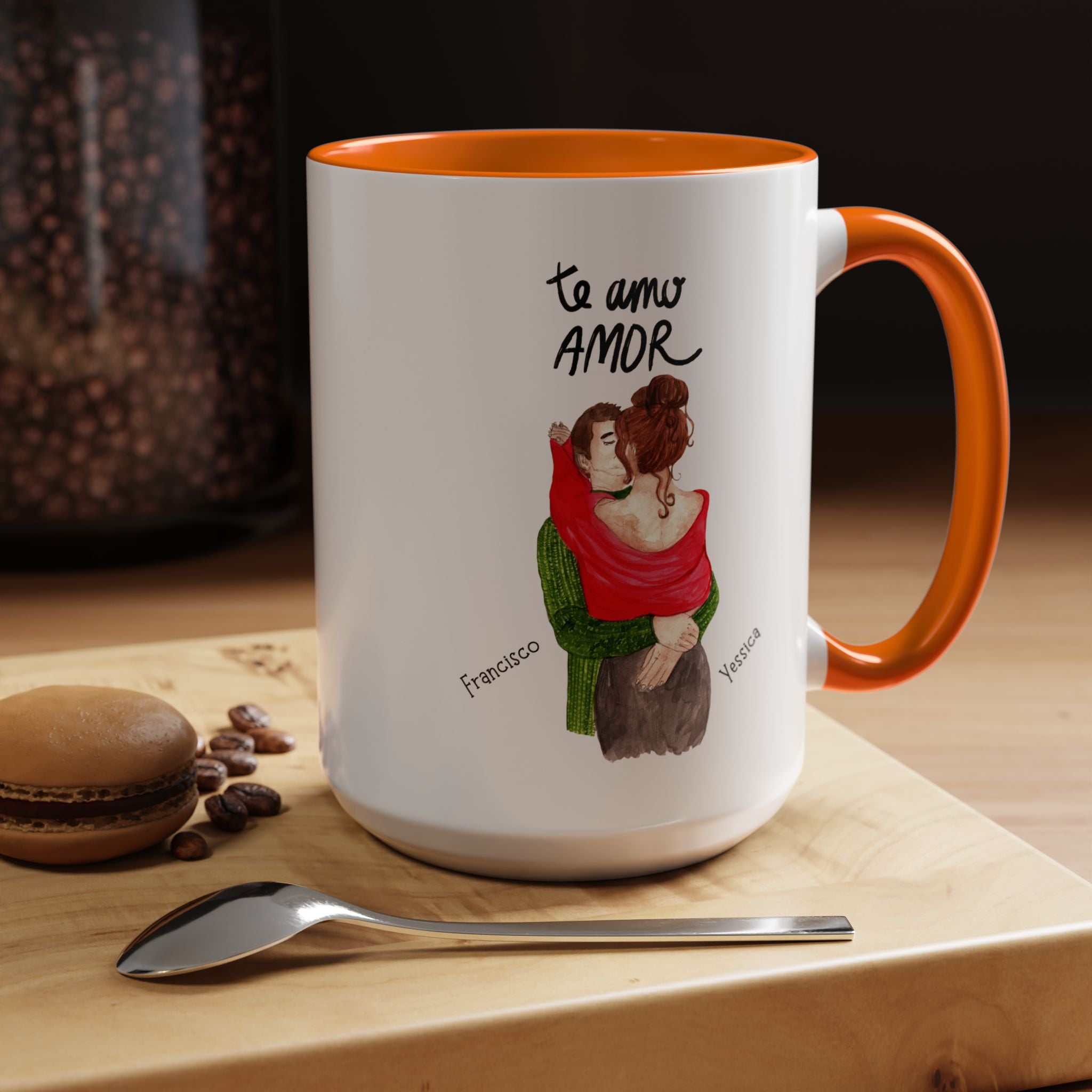 Te Amo Amor, Love You My Love Spanish Accent Personalized Romantic Mug, Cup 11/15oz, Anniversary Valentines , V-Day Mug, Custom Couples Gift