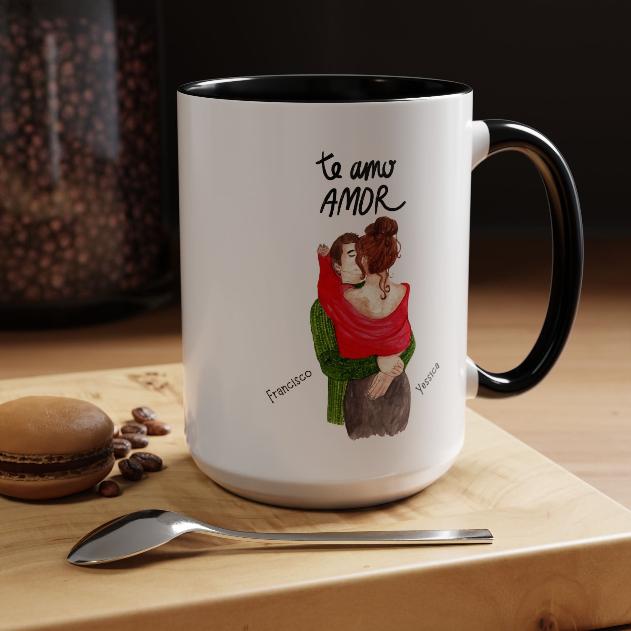 Te Amo Amor, Love You My Love Spanish Accent Personalized Romantic Mug, Cup 11/15oz, Anniversary Valentines , V-Day Mug, Custom Couples Gift