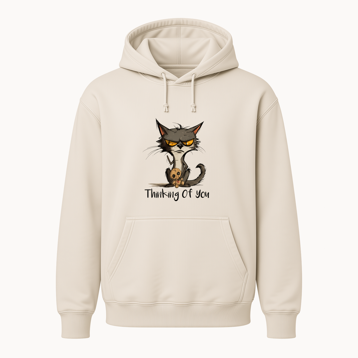 Thinking of You cat graphic sand hoodie front product image