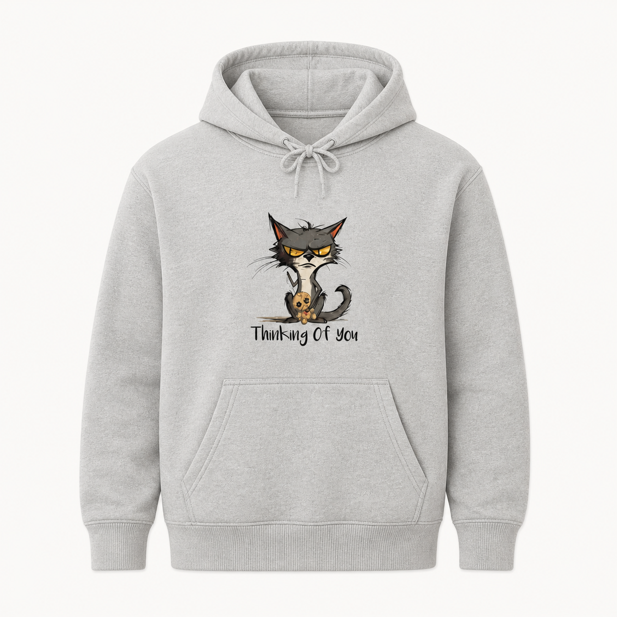 Thinking of You cat graphic sport grey hoodie front product image