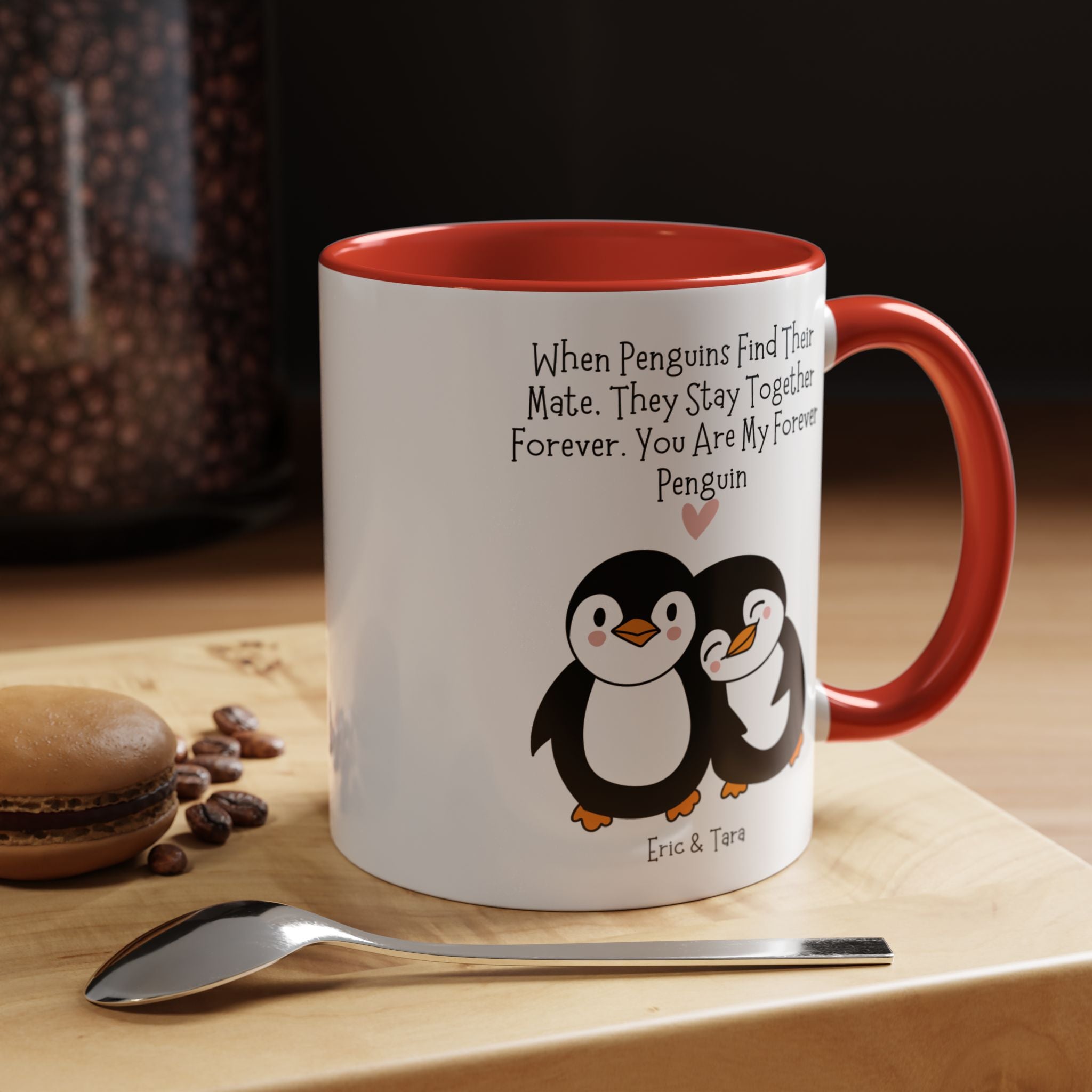You Are My Forever Penguin Personalized Romantic Mug Accent Cup 11/15oz, Anniversary Valentines V-Day Custom Couples Gift for BF, GF, Spouse