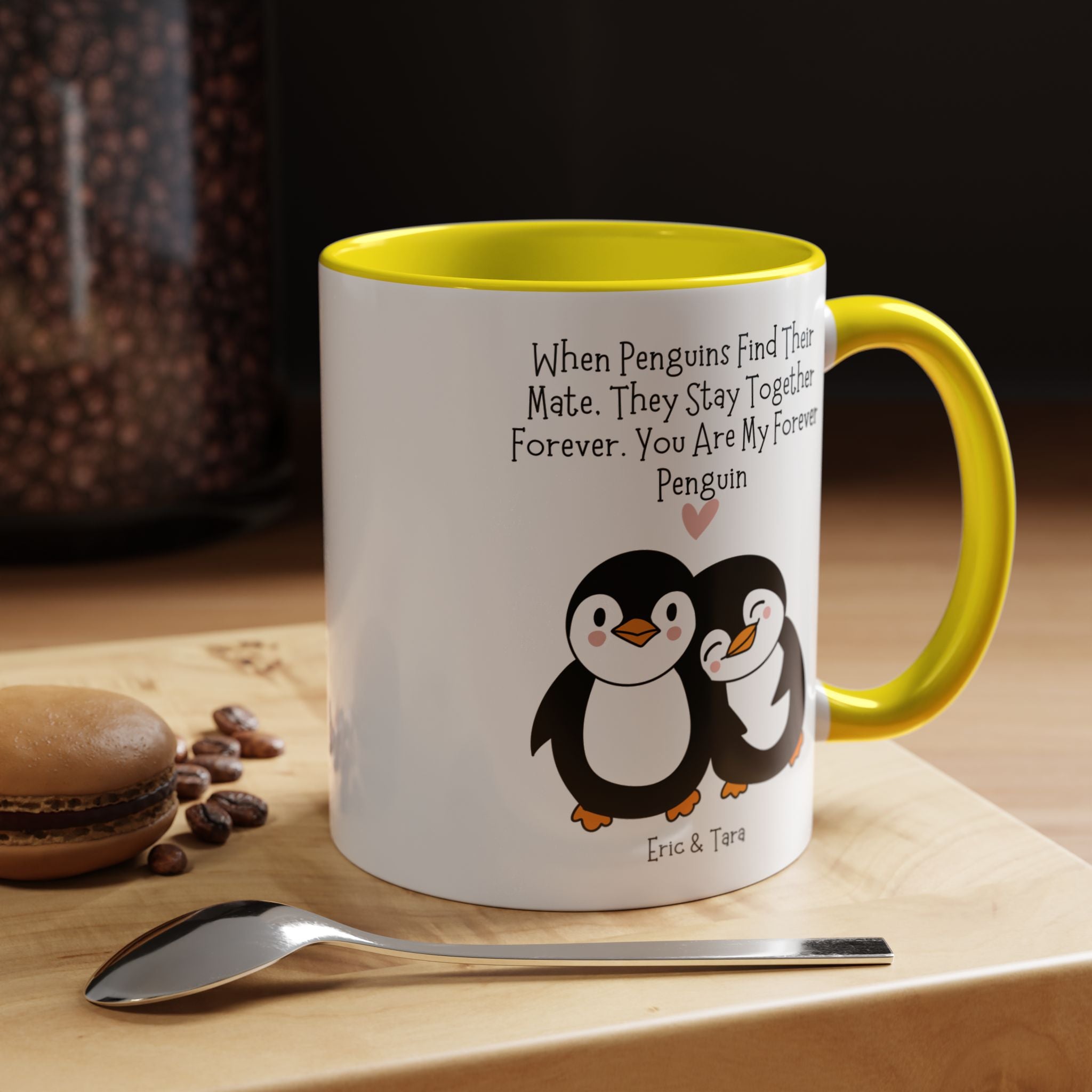 You Are My Forever Penguin Personalized Romantic Mug Accent Cup 11/15oz, Anniversary Valentines V-Day Custom Couples Gift for BF, GF, Spouse