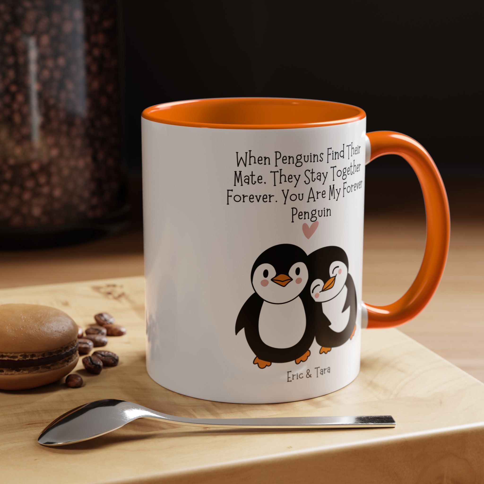 You Are My Forever Penguin Personalized Romantic Mug Accent Cup 11/15oz, Anniversary Valentines V-Day Custom Couples Gift for BF, GF, Spouse