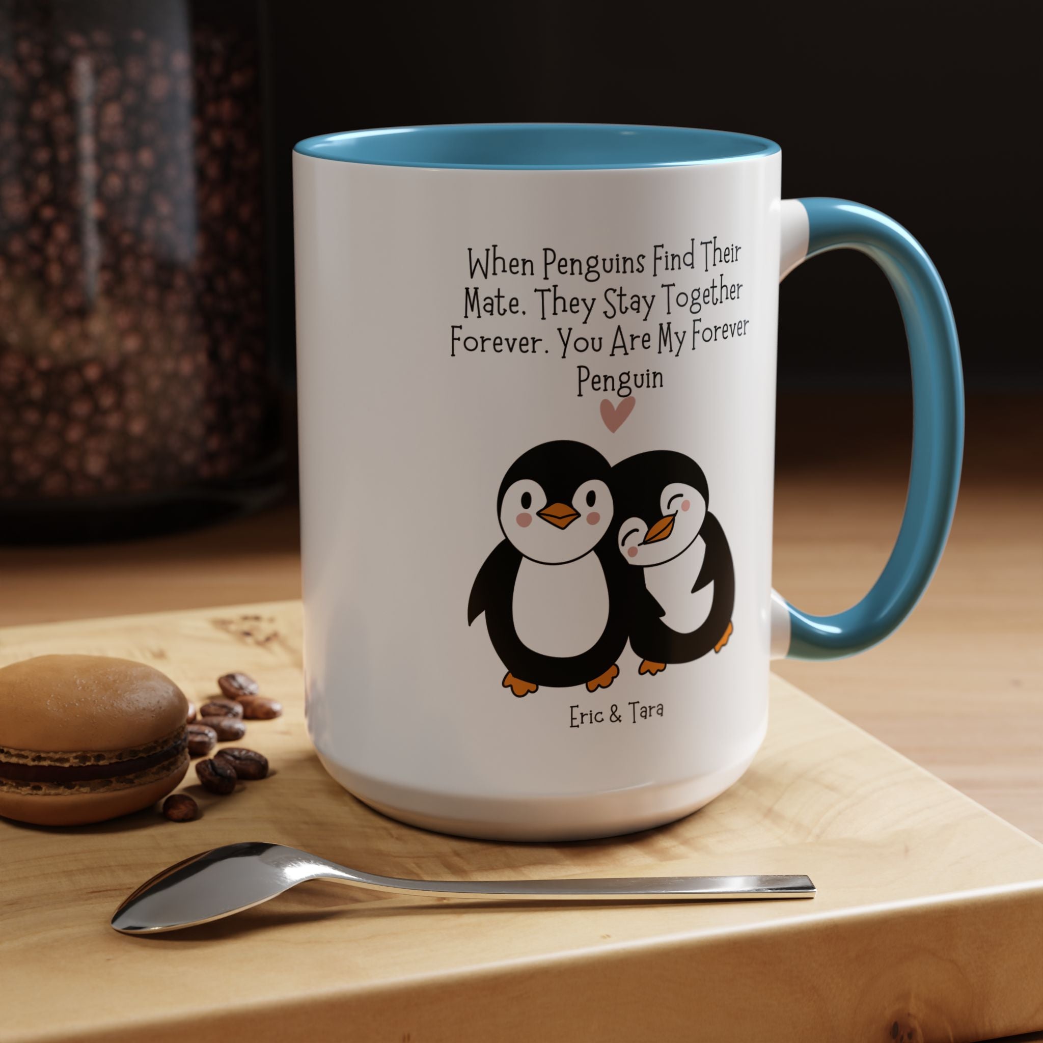 You Are My Forever Penguin Personalized Romantic Mug Accent Cup 11/15oz, Anniversary Valentines V-Day Custom Couples Gift for BF, GF, Spouse